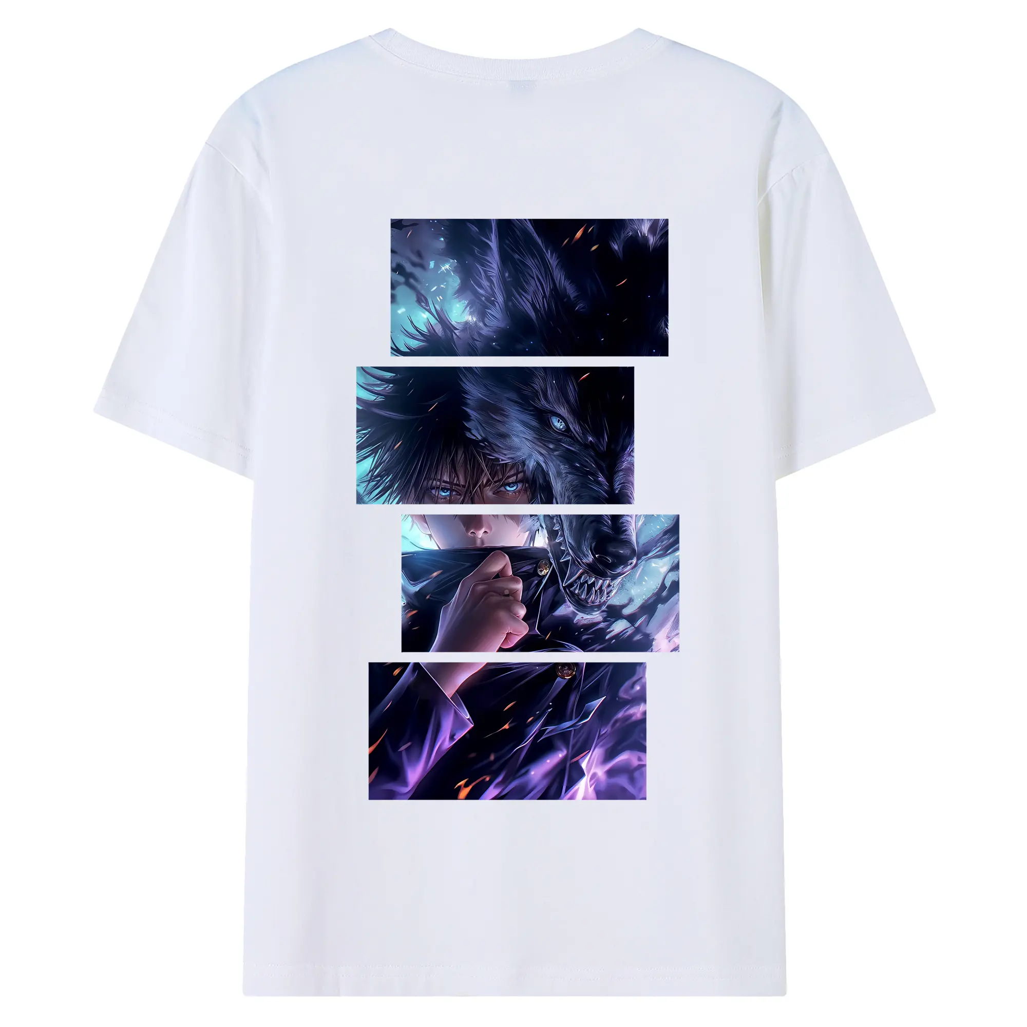 呪術廻戦 グッズ,伏黒 恵 - 綿100％ 半袖Tシャツ ・ バックプリント ・ 快適 通気性 ・ 日常使い 散歩 スポーツ用