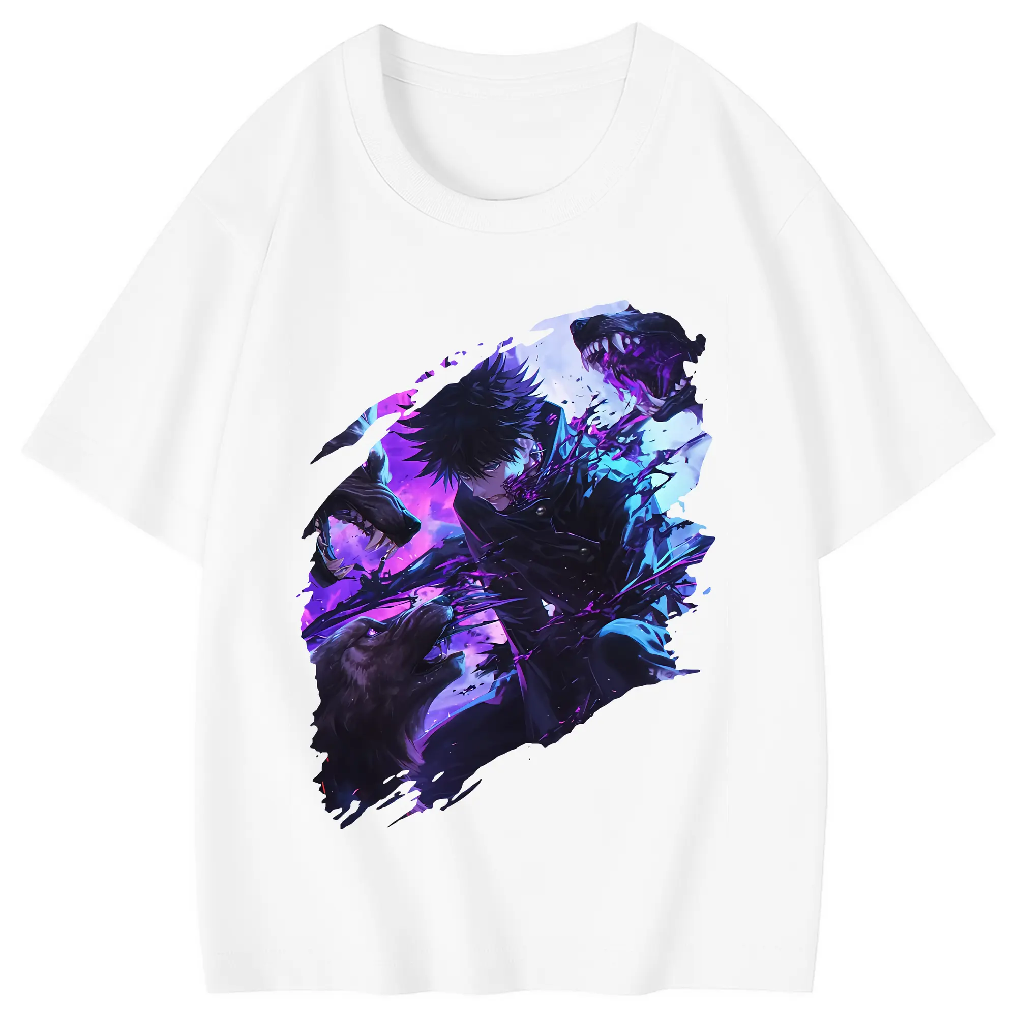 呪術廻戦 グッズ,伏黒 恵 - 綿100％ キッズTシャツ ・ フロントプリント ・ 快適 通気性 ・ スポーツ カジュアル 散歩用