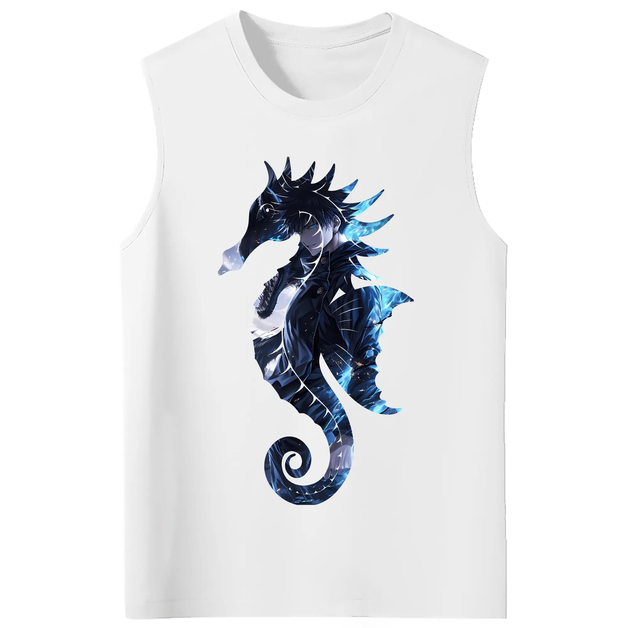 呪術廻戦 グッズ,伏黒 恵 - コットン100％ タンクトップ ・ フロントプリント ・ タイトフィット ・ 快適 通気性 ・ スポーツ カジュアル 散歩用