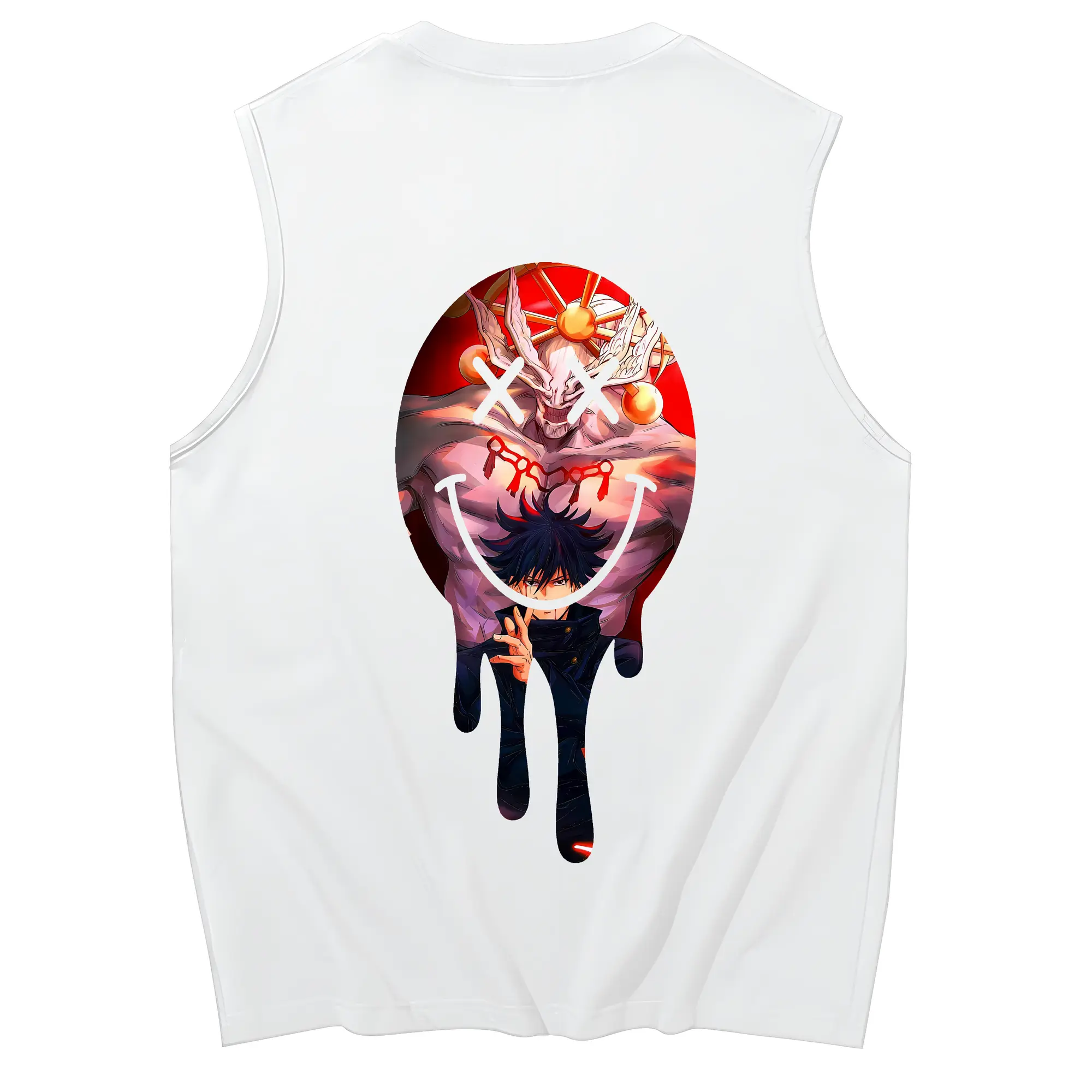 呪術廻戦 グッズ,伏黒 恵 - コットン100％ タンクトップ ・ 背面プリント ・ タイトシルエット ・ 快適 通気性 ・ スポーツ カジュアル 散歩用