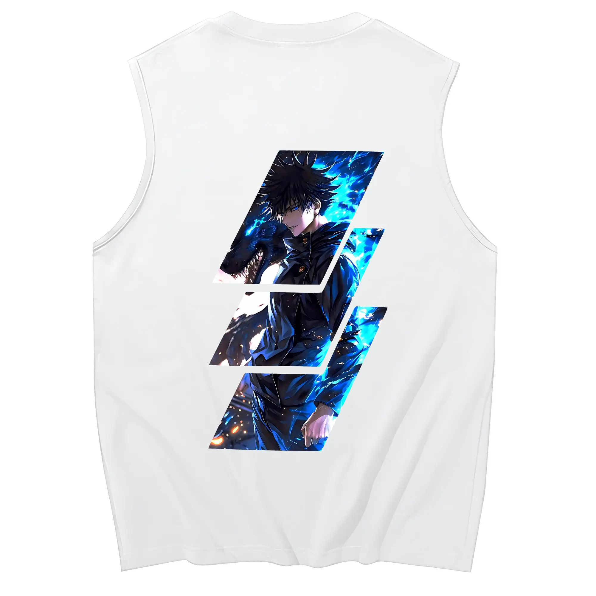呪術廻戦 グッズ,伏黒 恵 - コットン100％ タンクトップ ・ 背面プリント ・ タイトシルエット ・ 快適 通気性 ・ スポーツ カジュアル 散歩用
