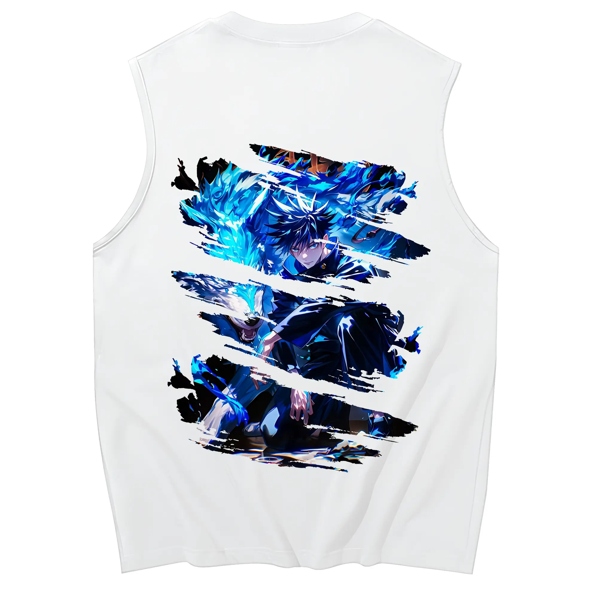 呪術廻戦 グッズ,伏黒 恵 - コットン100％ タンクトップ ・ 背面プリント ・ タイトシルエット ・ 快適 通気性 ・ スポーツ カジュアル 散歩用