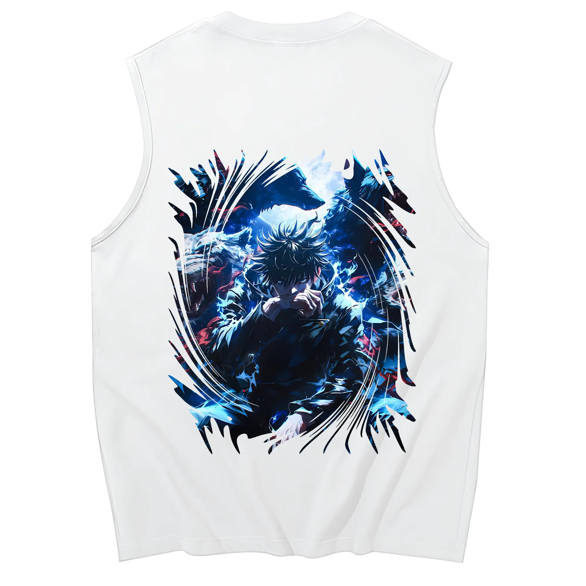呪術廻戦 グッズ,伏黒 恵 - コットン100％ タンクトップ ・ 背面プリント ・ タイトシルエット ・ 快適 通気性 ・ スポーツ カジュアル 散歩用