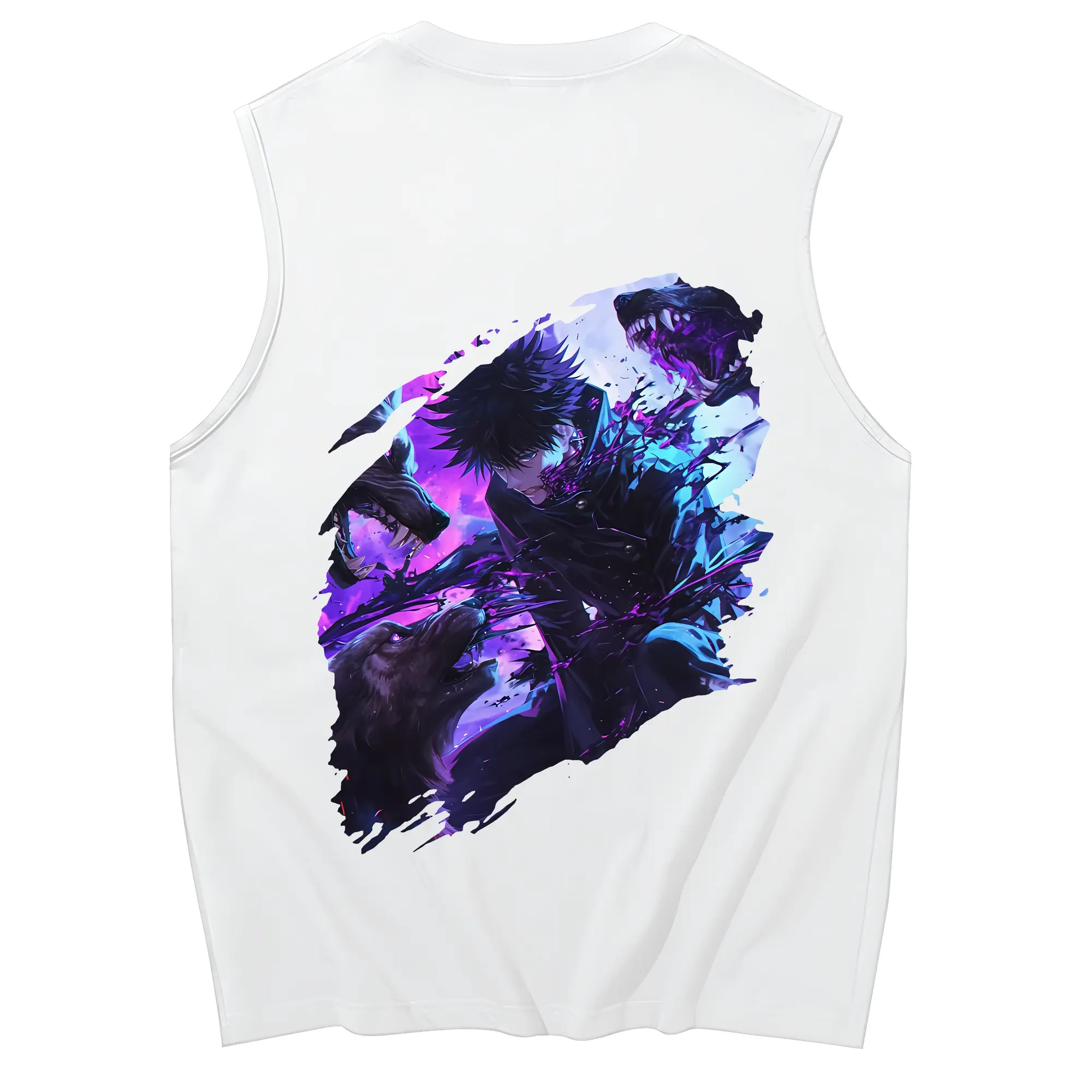 呪術廻戦 グッズ,伏黒 恵 - コットン100％ タンクトップ ・ 背面プリント ・ タイトシルエット ・ 快適 通気性 ・ スポーツ カジュアル 散歩用