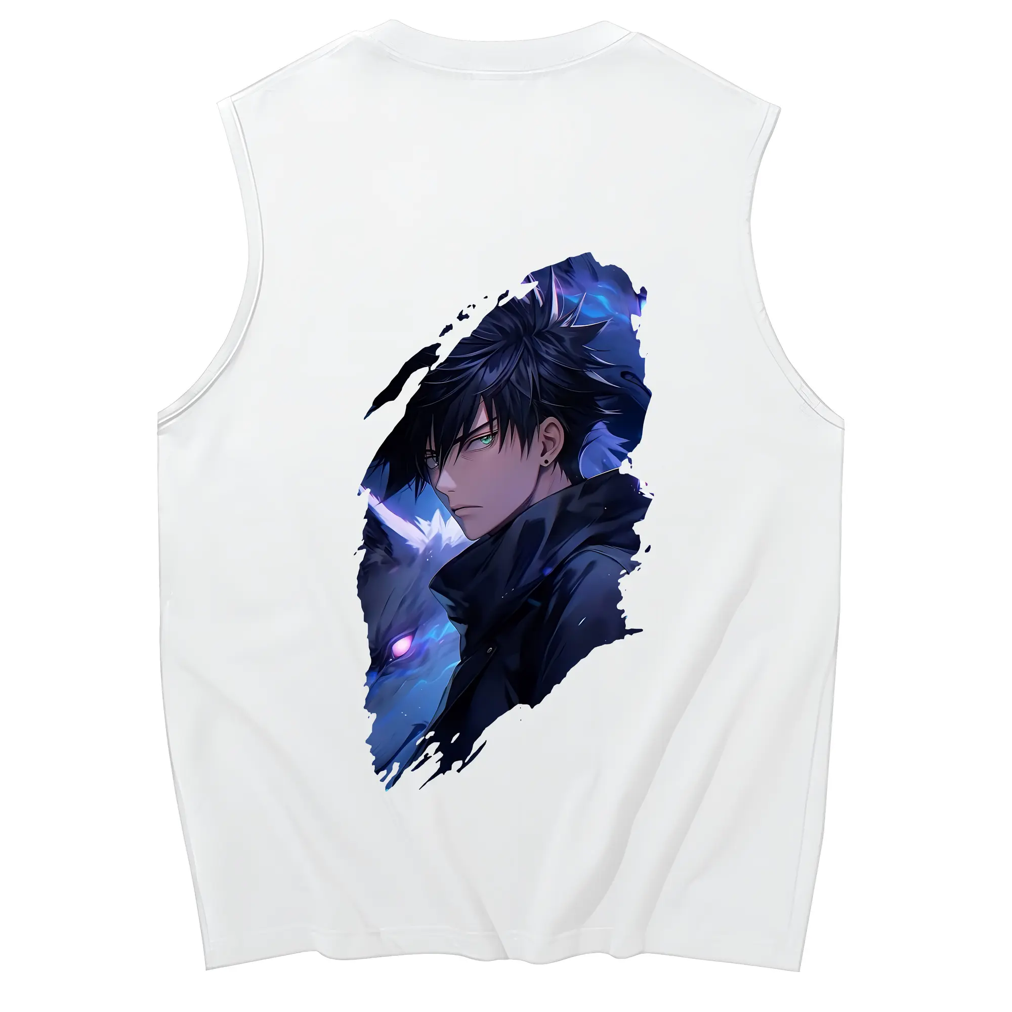 呪術廻戦 グッズ,伏黒 恵 - コットン100％ タンクトップ ・ 背面プリント ・ タイトシルエット ・ 快適 通気性 ・ スポーツ カジュアル 散歩用