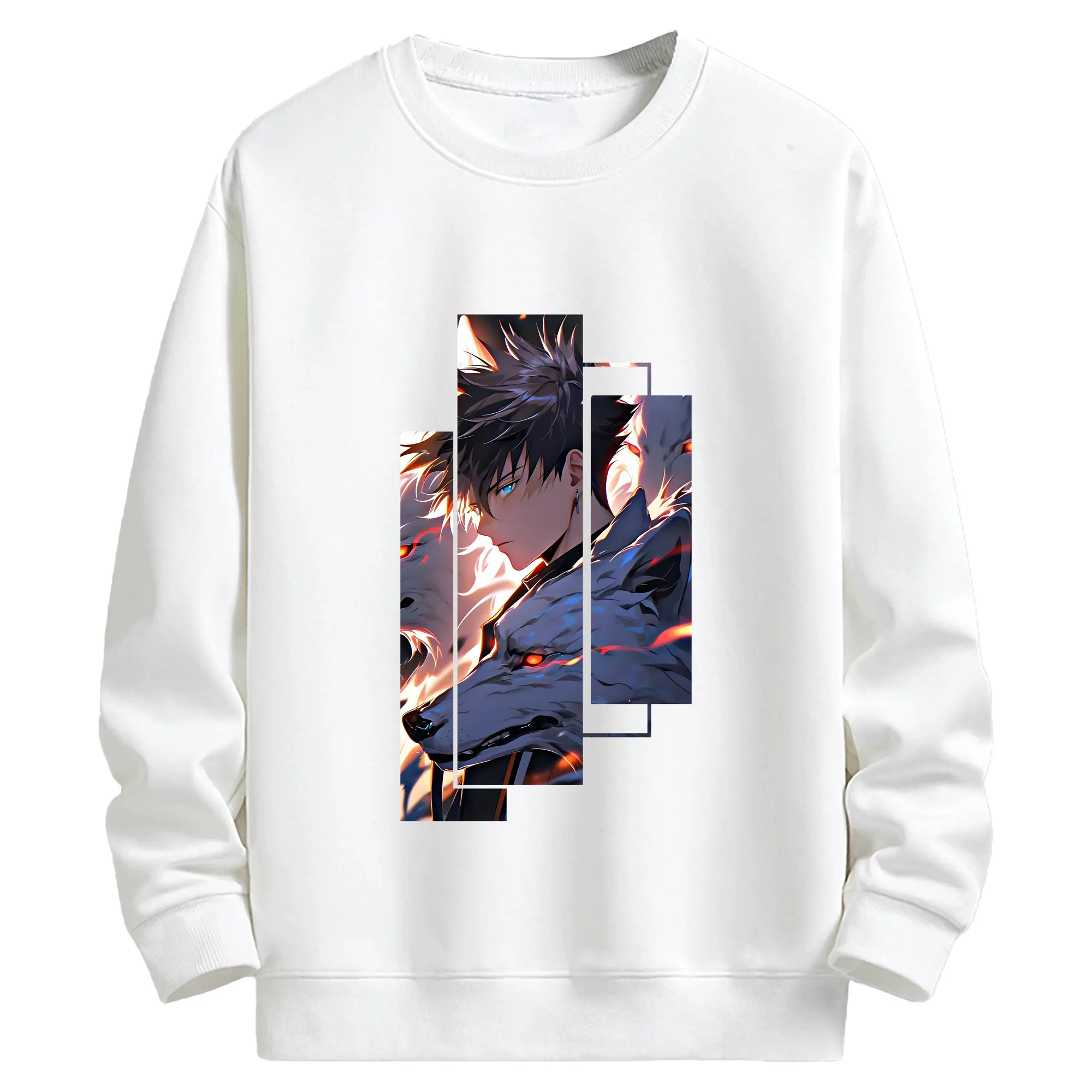 呪術廻戦 グッズ,伏黒 恵 - 高品質 クルーネック スウェット ・ コットン59％ ポリエステル41％ ・ ユニセックス 長袖 トレーナー ・ カジュアル デイリー スポーツ 散歩用