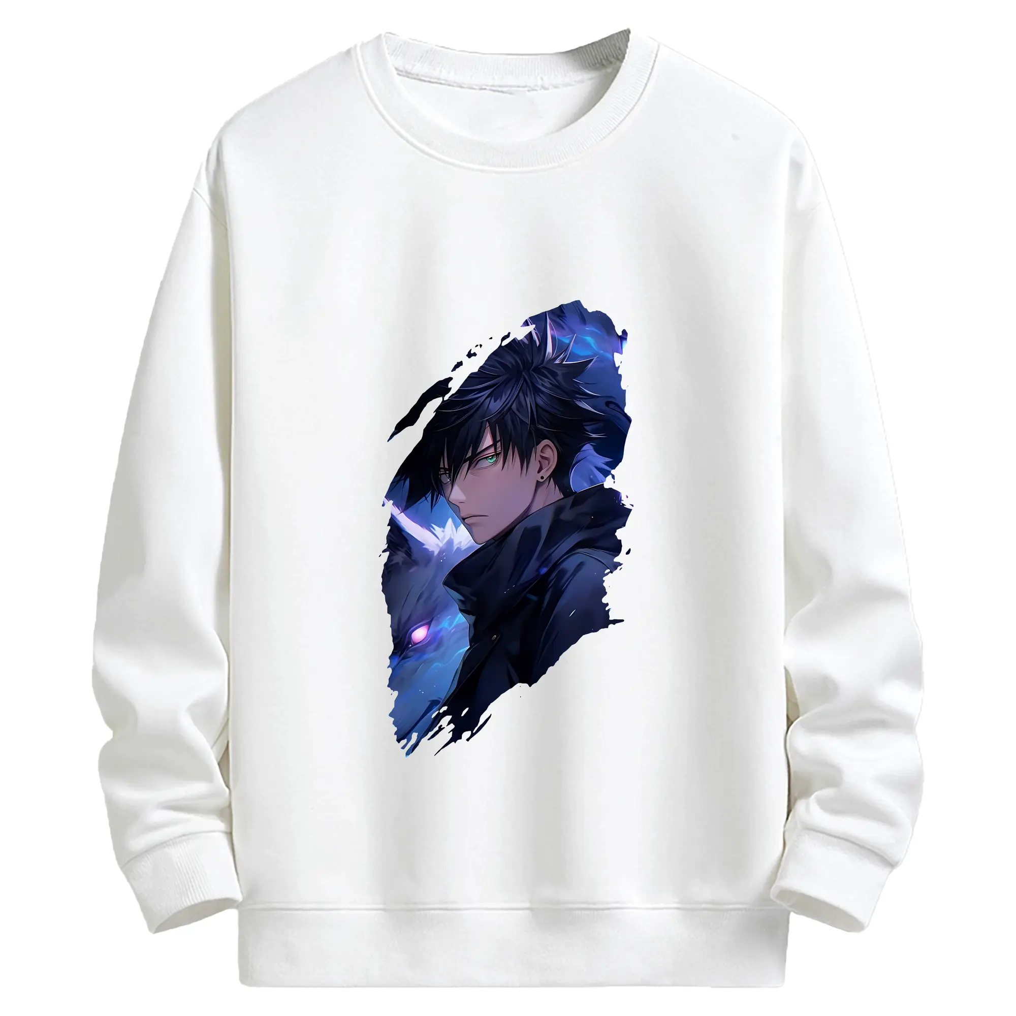 呪術廻戦 グッズ,伏黒 恵 - 高品質 クルーネック スウェット ・ コットン59％ ポリエステル41％ ・ ユニセックス 長袖 トレーナー ・ カジュアル デイリー スポーツ 散歩用