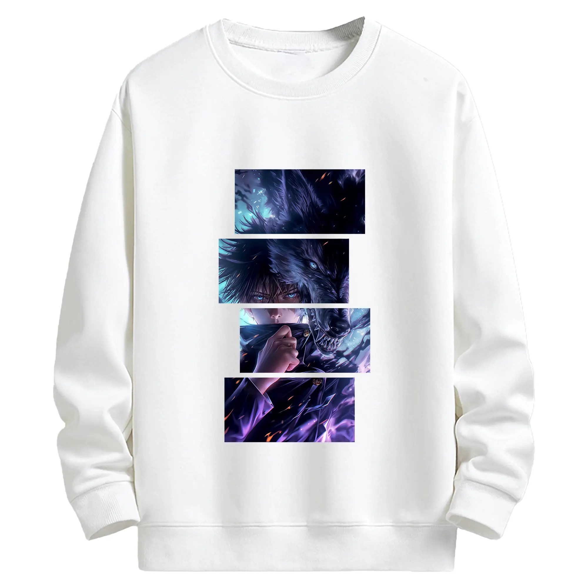 呪術廻戦 グッズ,伏黒 恵 - 高品質 クルーネック スウェット ・ コットン59％ ポリエステル41％ ・ ユニセックス 長袖 トレーナー ・ カジュアル デイリー スポーツ 散歩用