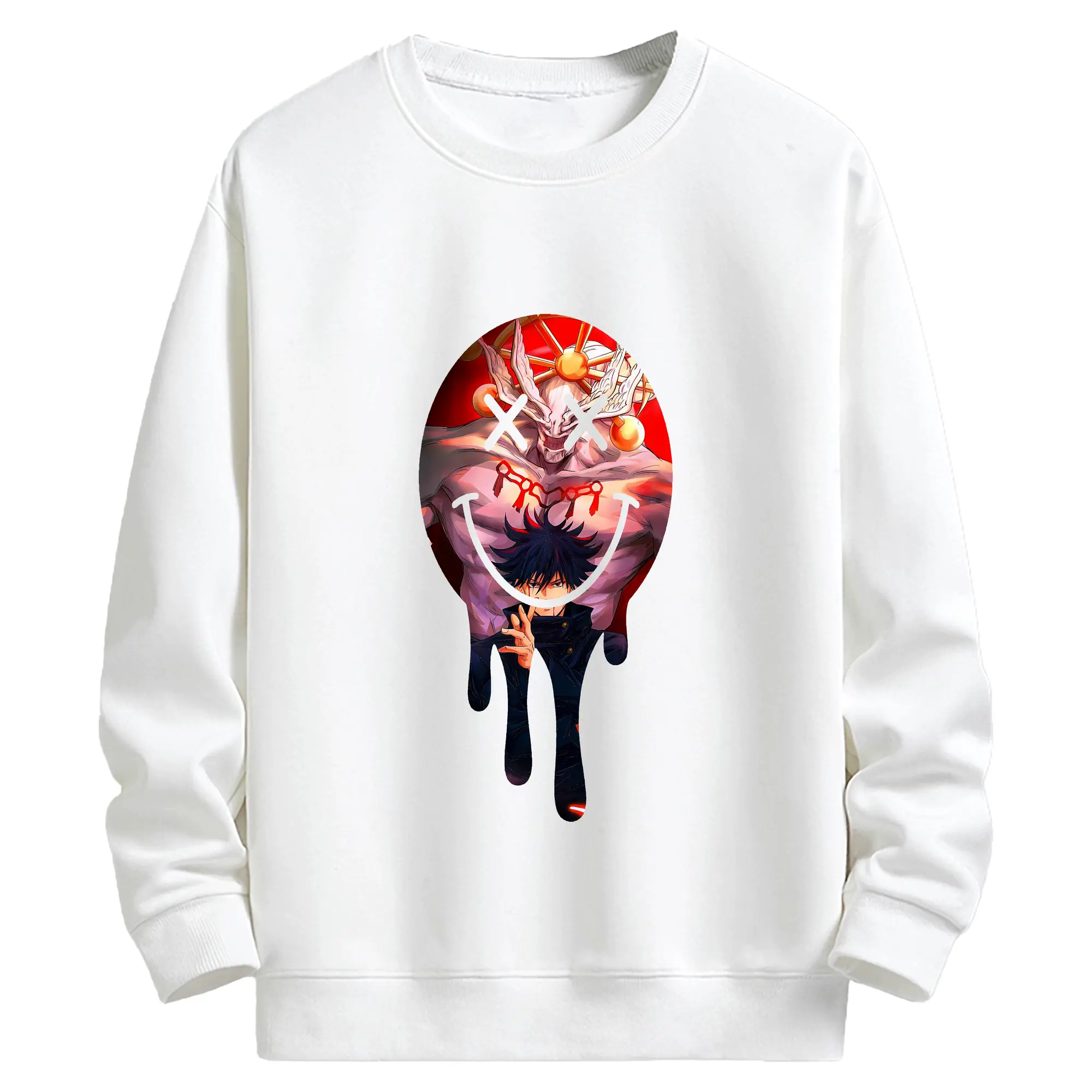 呪術廻戦 グッズ,伏黒 恵 - キッズ クルーネックスウェットシャツ ・ フロントプリント ・ 綿80％ ポリエステル20％ ・ 快適 通学 スポーツ 日常使い お散歩用