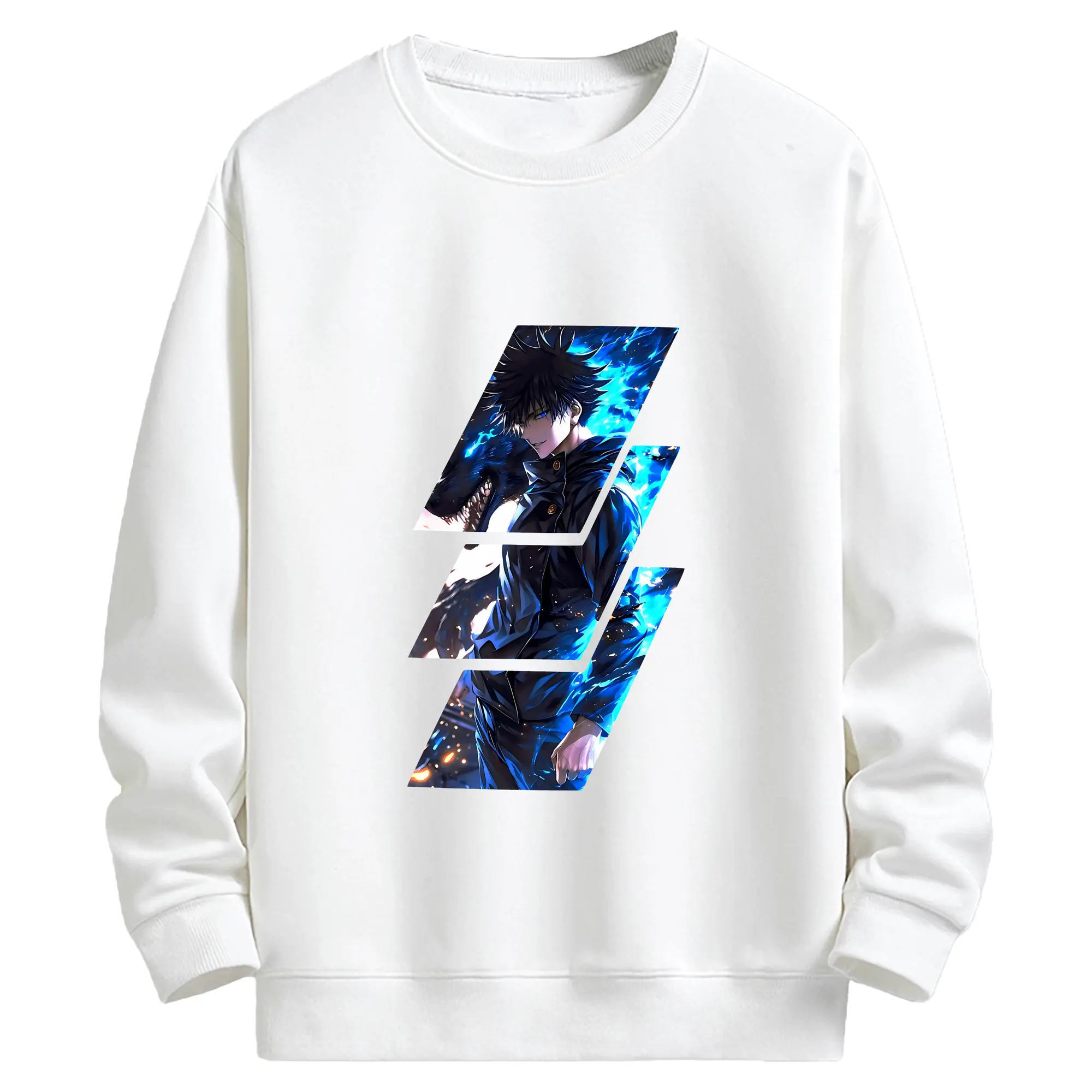 呪術廻戦 グッズ,伏黒 恵 - キッズ クルーネックスウェットシャツ ・ フロントプリント ・ 綿80％ ポリエステル20％ ・ 快適 通学 スポーツ 日常使い お散歩用