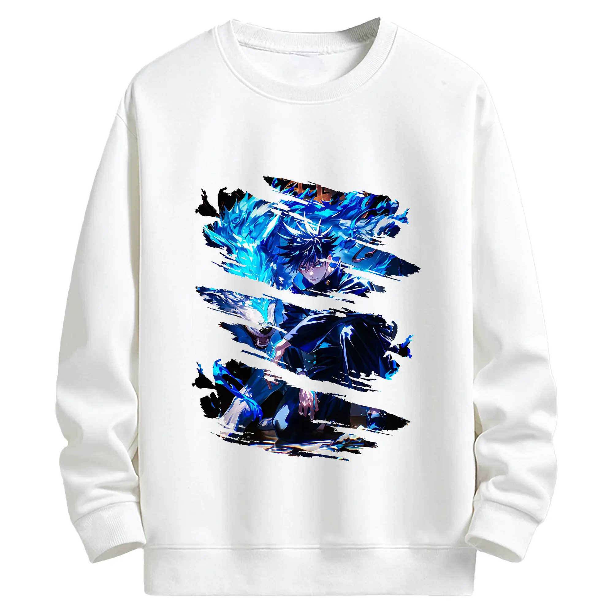 呪術廻戦 グッズ,伏黒 恵 - キッズ クルーネックスウェットシャツ ・ フロントプリント ・ 綿80％ ポリエステル20％ ・ 快適 通学 スポーツ 日常使い お散歩用