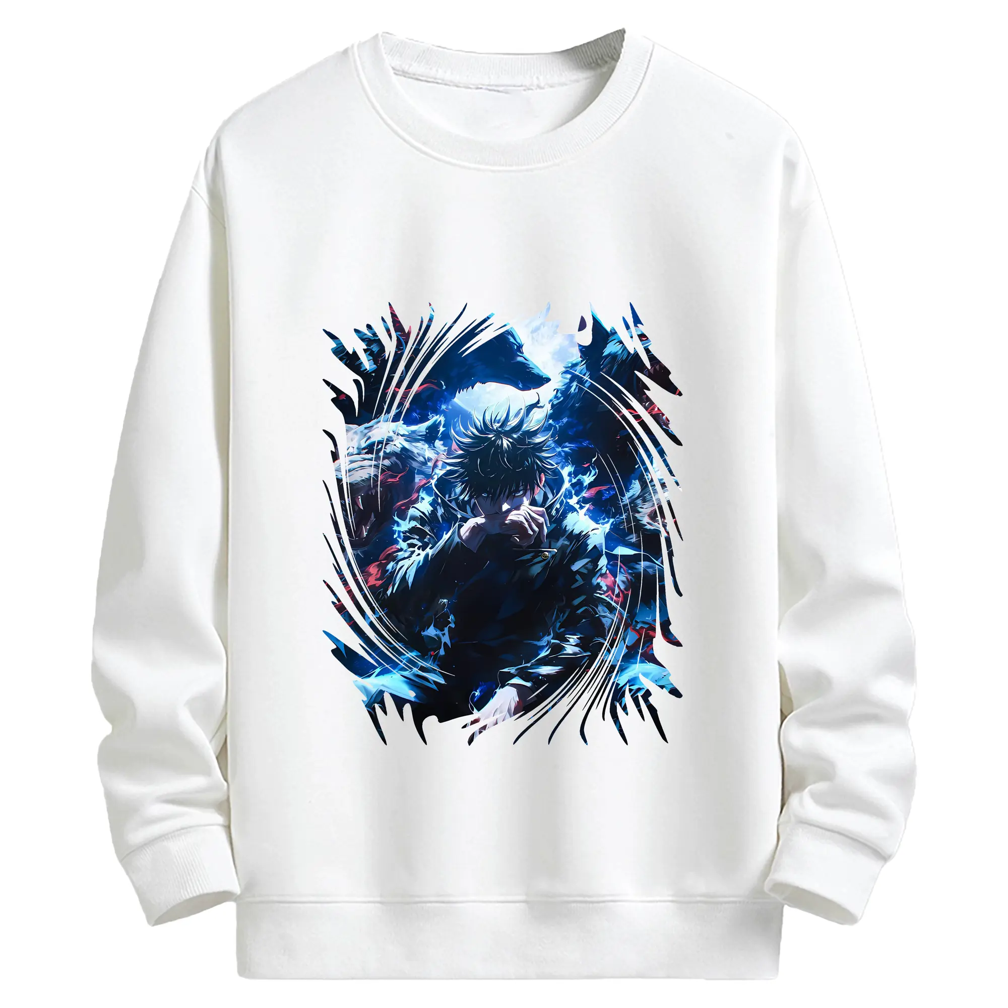 呪術廻戦 グッズ,伏黒 恵 - キッズ クルーネックスウェットシャツ ・ フロントプリント ・ 綿80％ ポリエステル20％ ・ 快適 通学 スポーツ 日常使い お散歩用