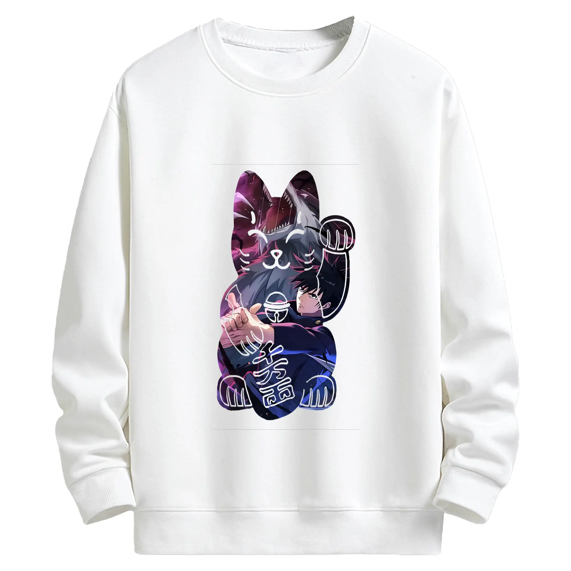 呪術廻戦 グッズ,伏黒 恵 - キッズ クルーネックスウェットシャツ ・ フロントプリント ・ 綿80％ ポリエステル20％ ・ 快適 通学 スポーツ 日常使い お散歩用