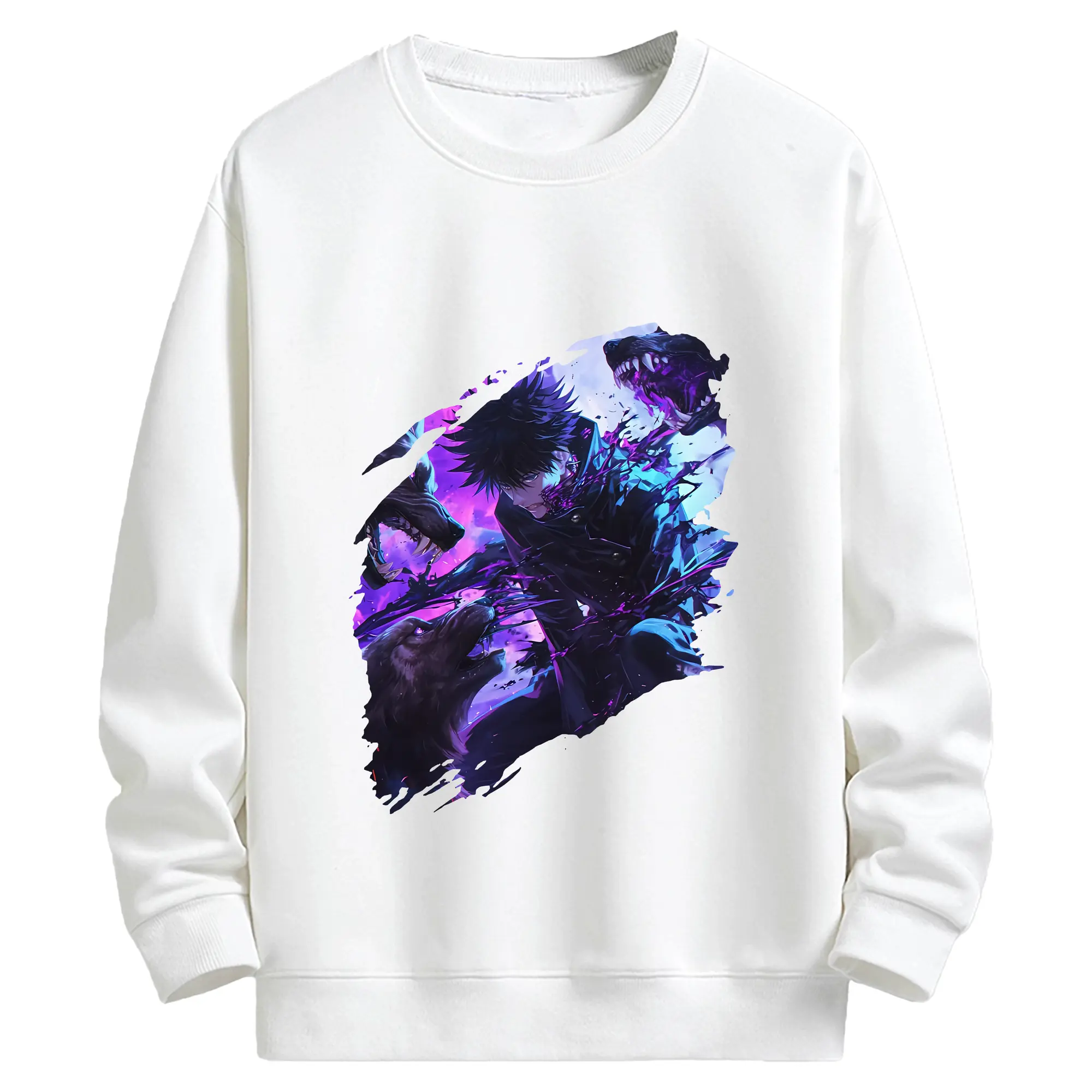 呪術廻戦 グッズ,伏黒 恵 - キッズ クルーネックスウェットシャツ ・ フロントプリント ・ 綿80％ ポリエステル20％ ・ 快適 通学 スポーツ 日常使い お散歩用