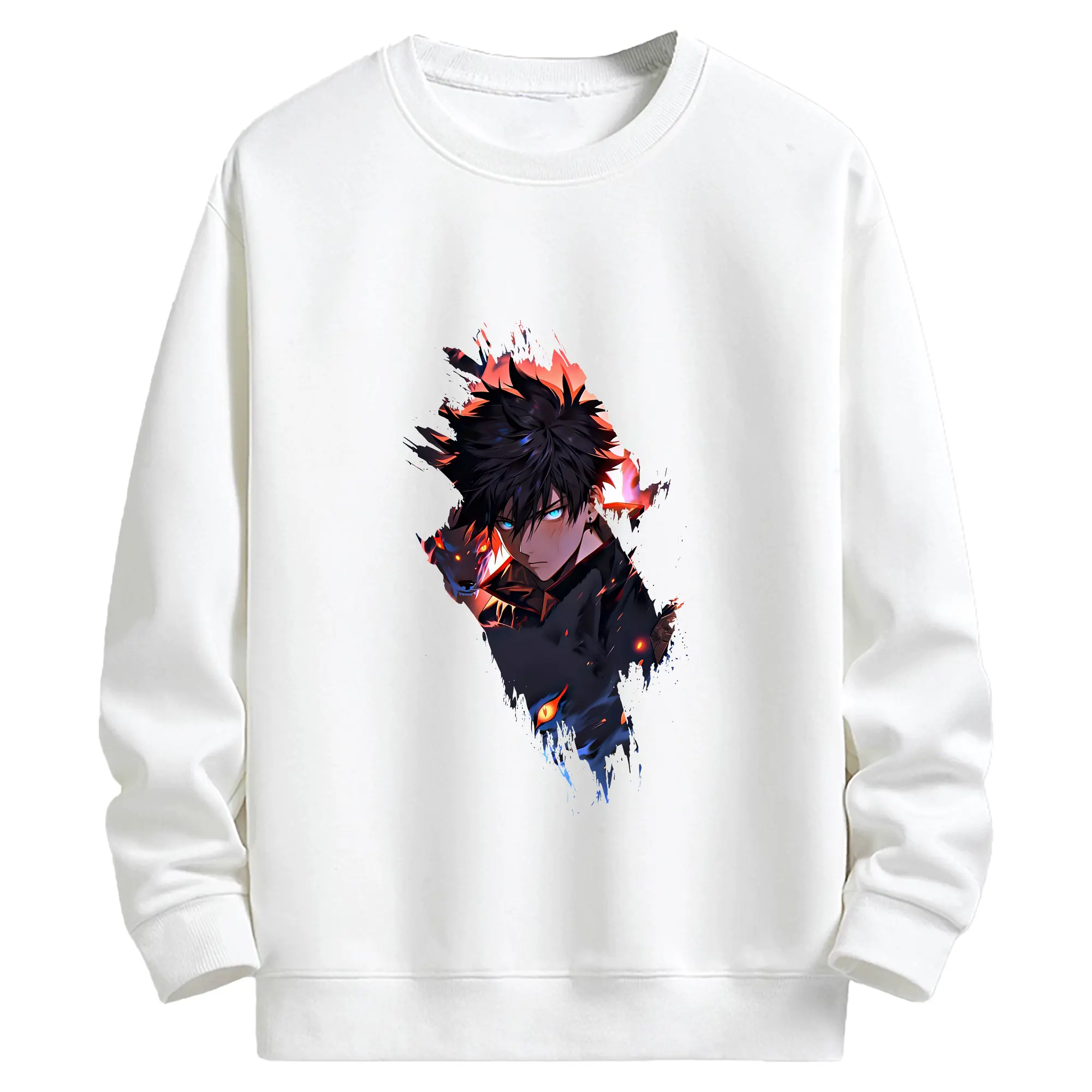呪術廻戦 グッズ,伏黒 恵 - キッズ クルーネックスウェットシャツ ・ フロントプリント ・ 綿80％ ポリエステル20％ ・ 快適 通学 スポーツ 日常使い お散歩用