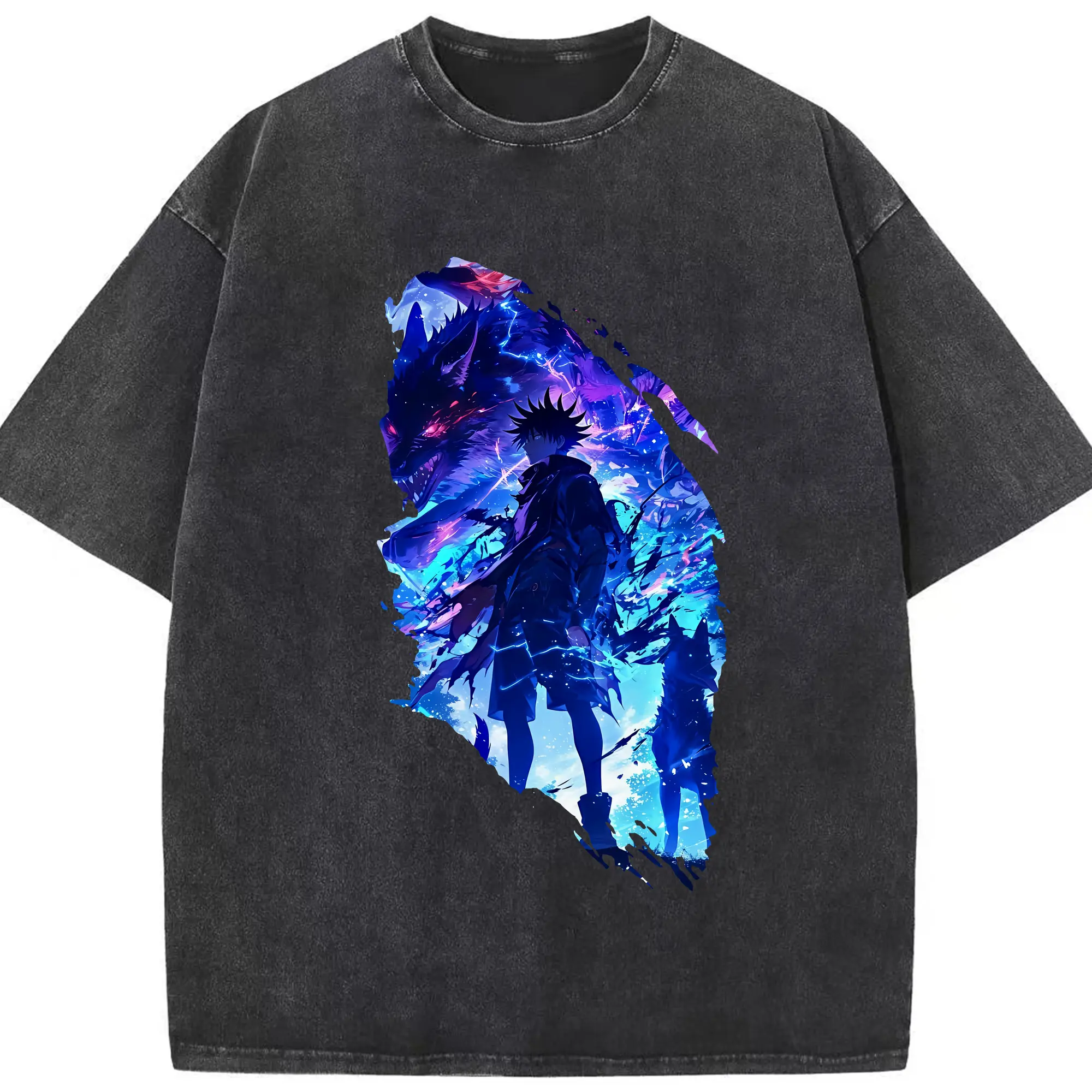 呪術廻戦 グッズ,伏黒 恵 - 綿100％ ヴィンテージ風 半袖Tシャツ ・ フロントプリント ・ 柔らか肌触り ・ 通気性 快適 ・ スポーツ カジュアル 外出用