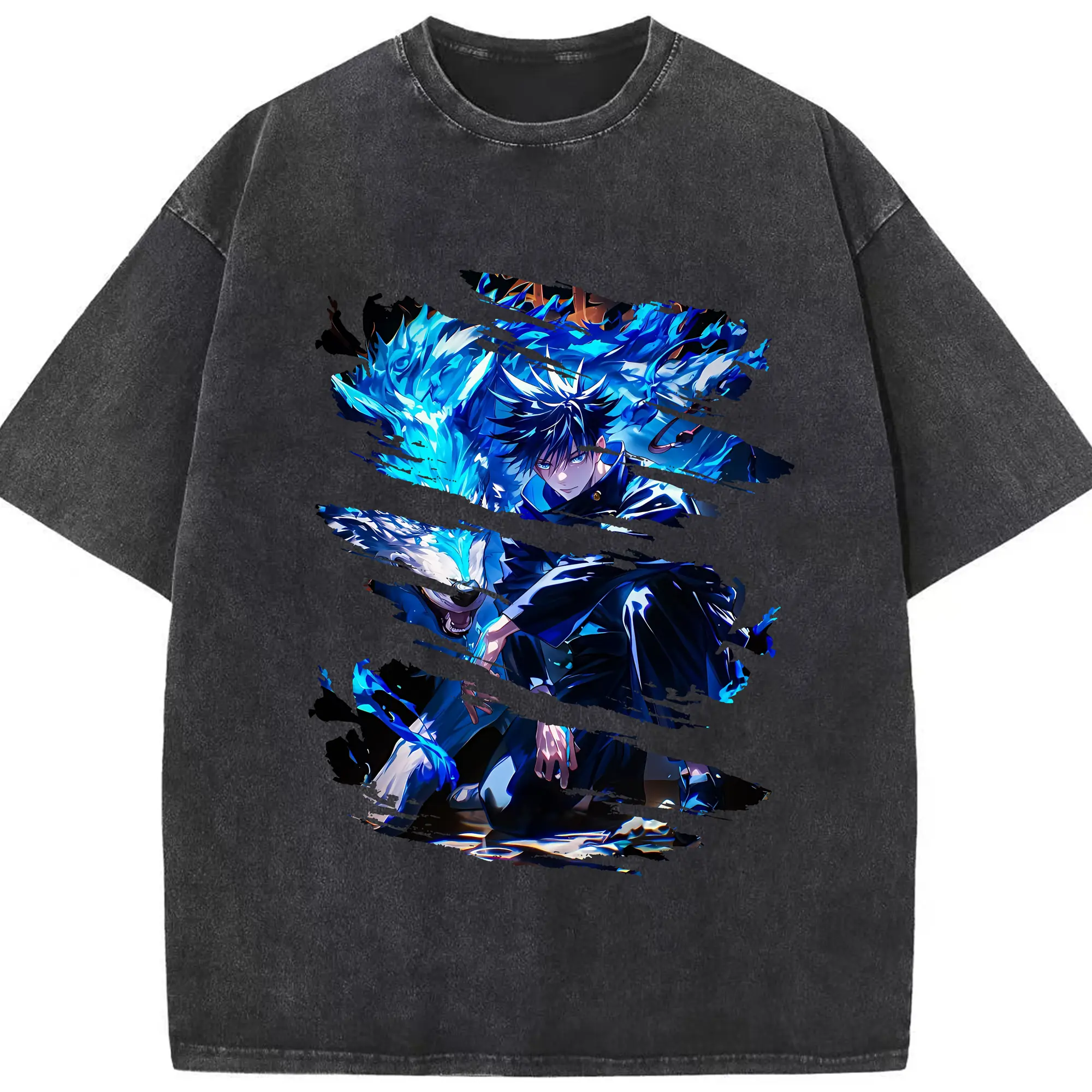 呪術廻戦 グッズ,伏黒 恵 - 綿100％ ヴィンテージ風 半袖Tシャツ ・ フロントプリント ・ 柔らか肌触り ・ 通気性 快適 ・ スポーツ カジュアル 外出用