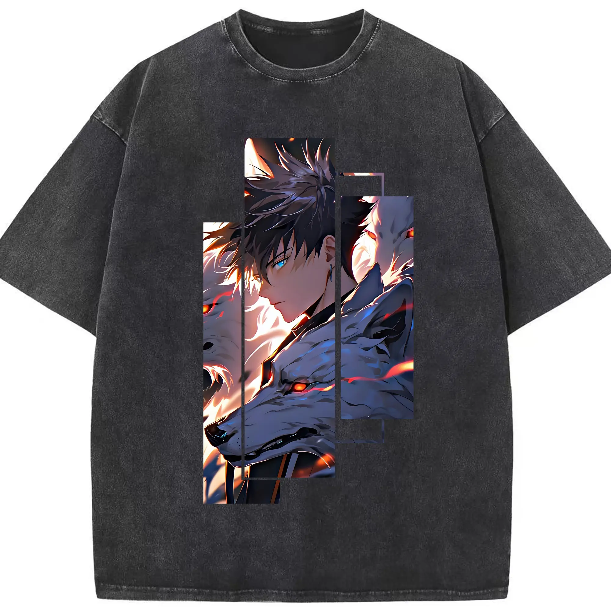 呪術廻戦 グッズ,伏黒 恵 - 綿100％ ヴィンテージ風 半袖Tシャツ ・ フロントプリント ・ 柔らか肌触り ・ 通気性 快適 ・ スポーツ カジュアル 外出用