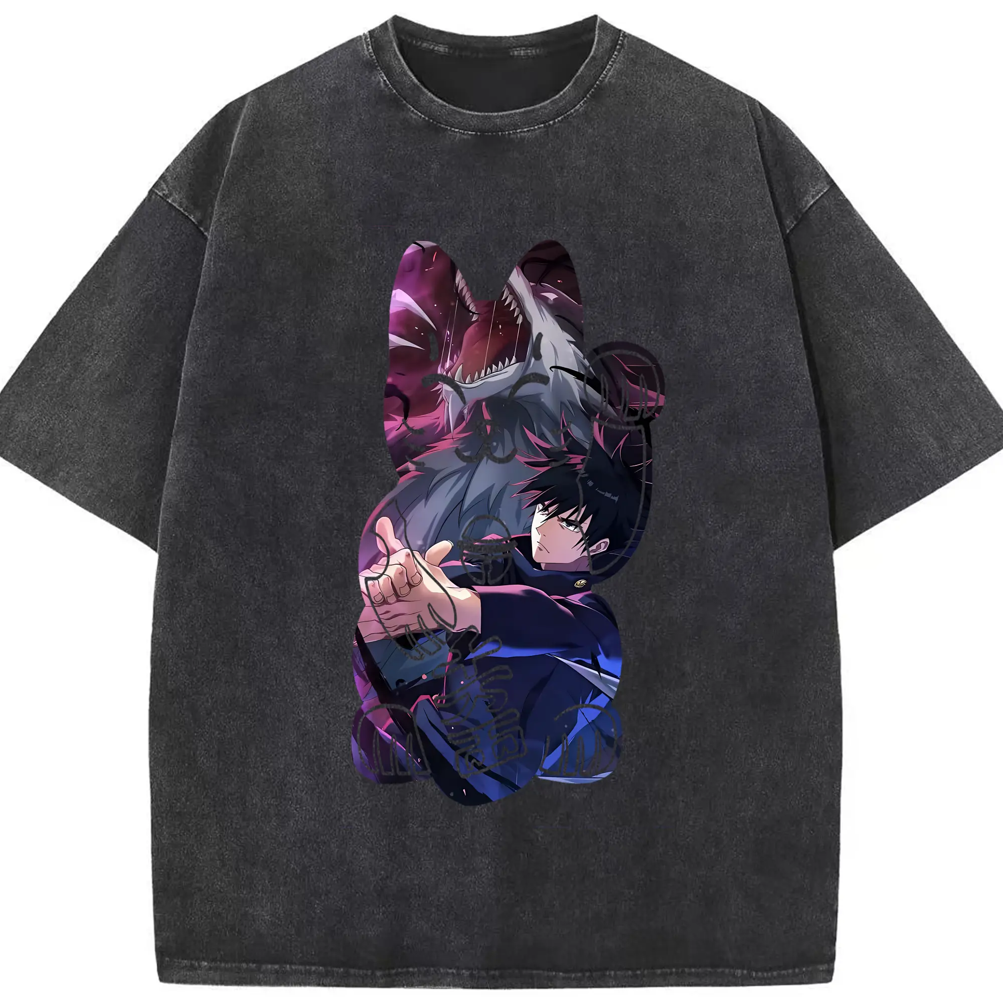 呪術廻戦 グッズ,伏黒 恵 - 綿100％ ヴィンテージ風 半袖Tシャツ ・ フロントプリント ・ 柔らか肌触り ・ 通気性 快適 ・ スポーツ カジュアル 外出用