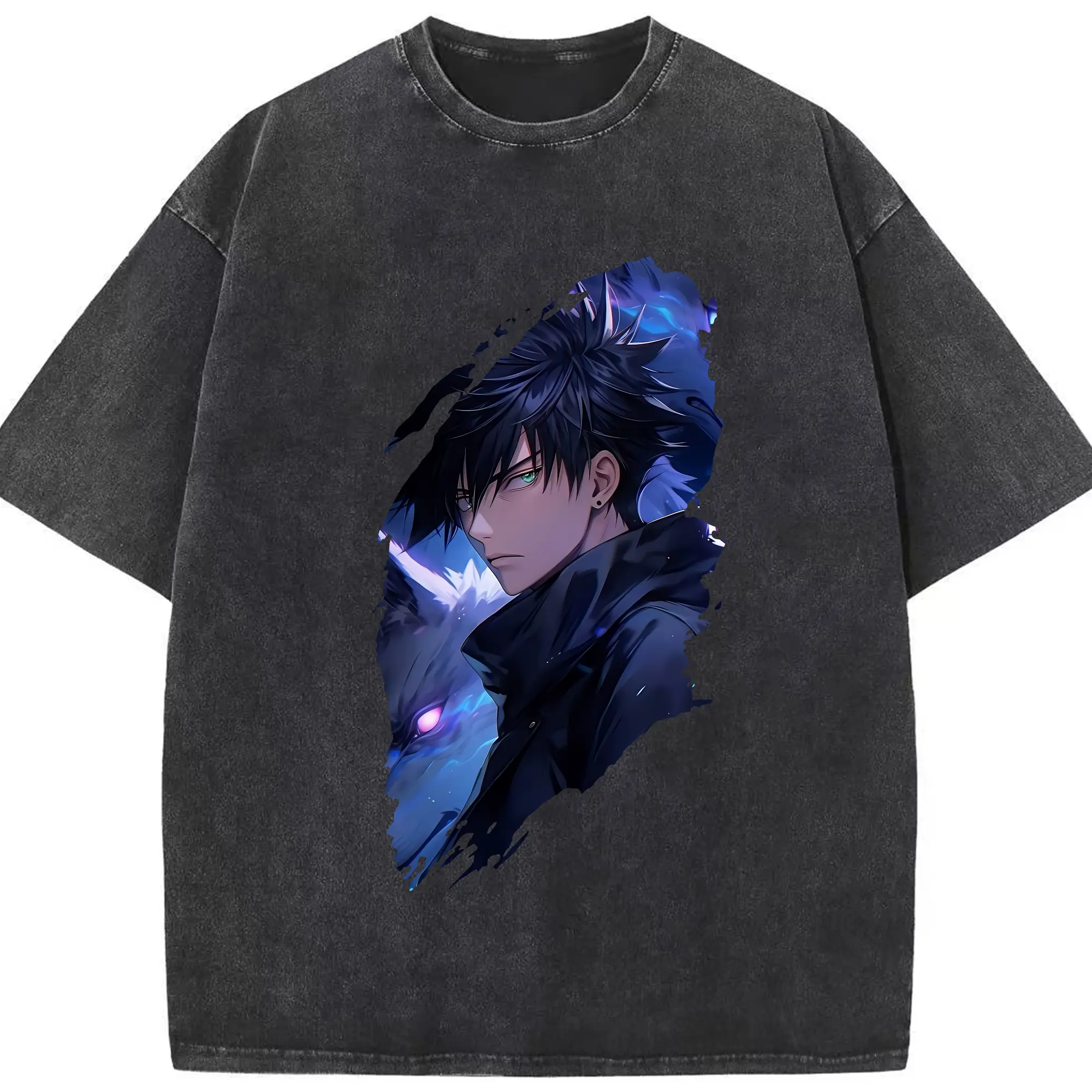 呪術廻戦 グッズ,伏黒 恵 - 綿100％ ヴィンテージ風 半袖Tシャツ ・ フロントプリント ・ 柔らか肌触り ・ 通気性 快適 ・ スポーツ カジュアル 外出用