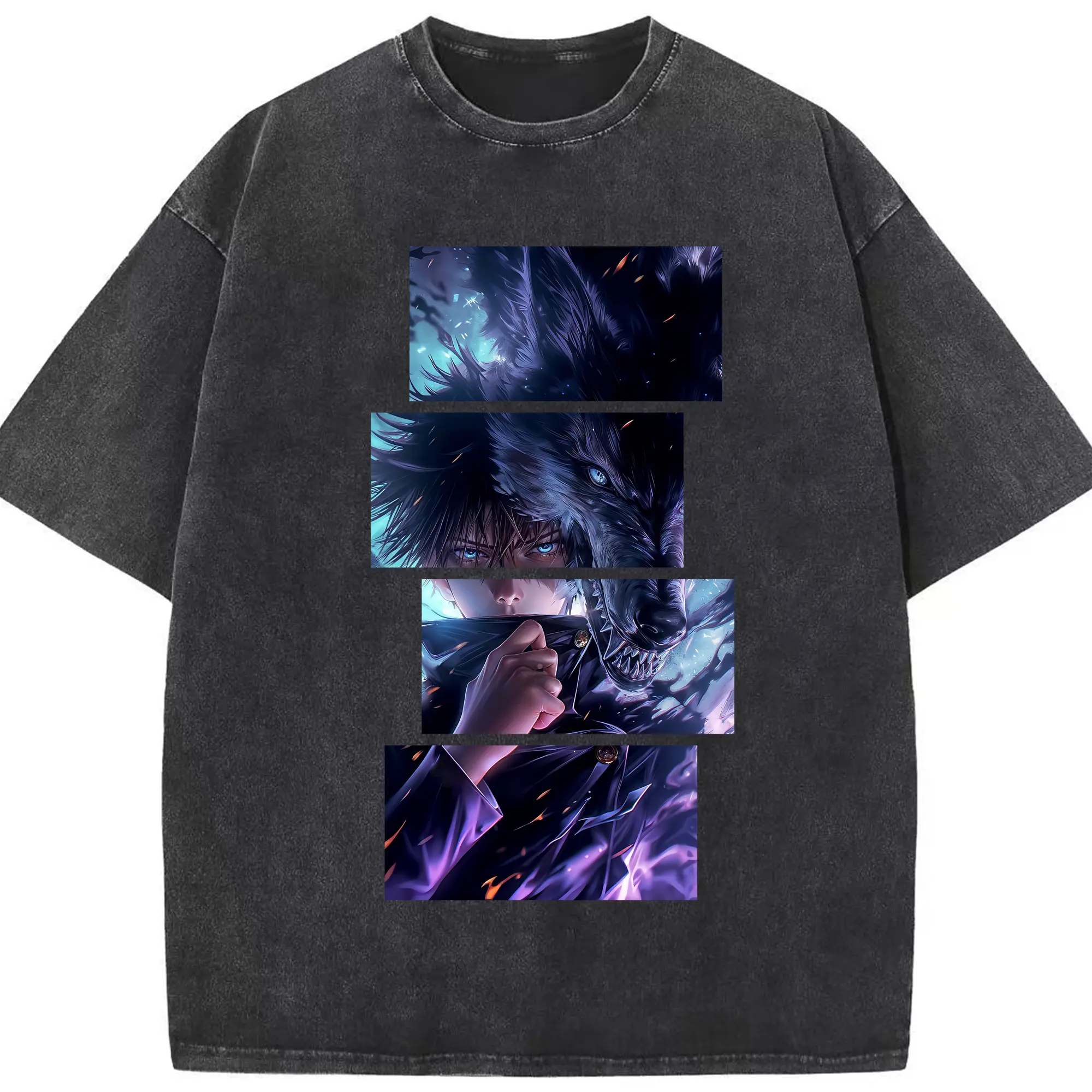 呪術廻戦 グッズ,伏黒 恵 - 綿100％ ヴィンテージ風 半袖Tシャツ ・ フロントプリント ・ 柔らか肌触り ・ 通気性 快適 ・ スポーツ カジュアル 外出用