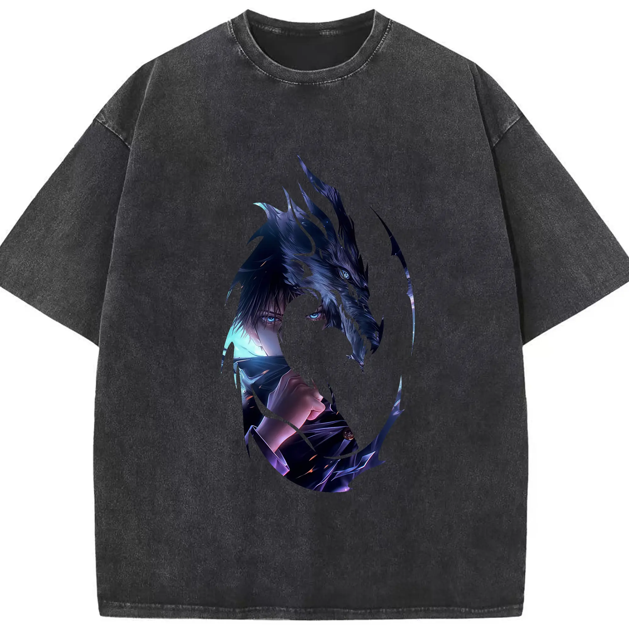 呪術廻戦 グッズ,伏黒 恵 - 綿100％ ヴィンテージ風 半袖Tシャツ ・ フロントプリント ・ 柔らか肌触り ・ 通気性 快適 ・ スポーツ カジュアル 外出用