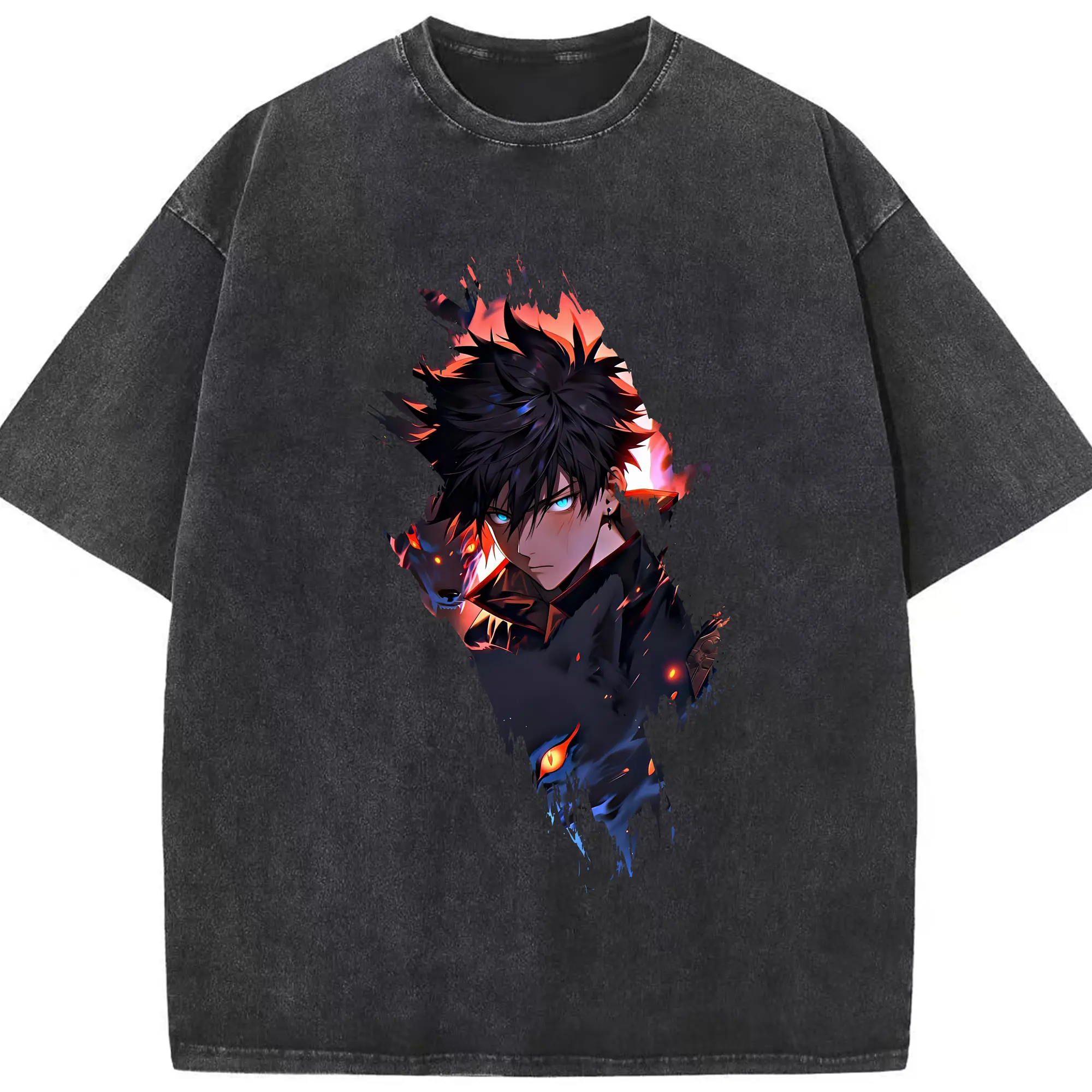 呪術廻戦 グッズ,伏黒 恵 - 綿100％ ヴィンテージ風 半袖Tシャツ ・ フロントプリント ・ 柔らか肌触り ・ 通気性 快適 ・ スポーツ カジュアル 外出用