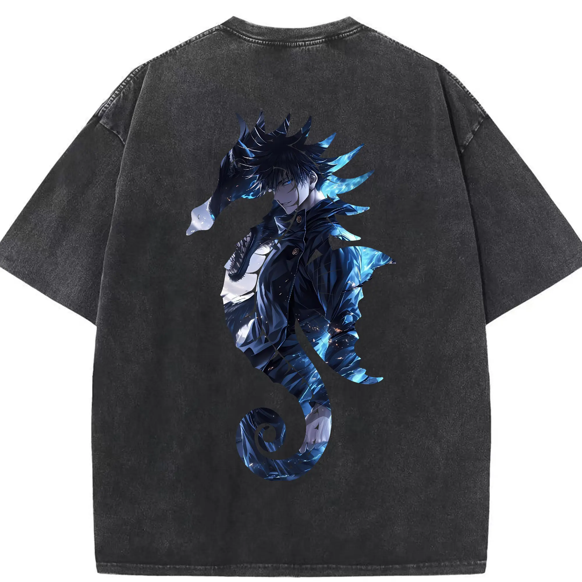 呪術廻戦 グッズ,伏黒 恵 - 綿100％ ヴィンテージ風 半袖Tシャツ ・ 背面プリント ・ 柔らか肌触り ・ 通気性 快適 ・ スポーツ カジュアル 外出用