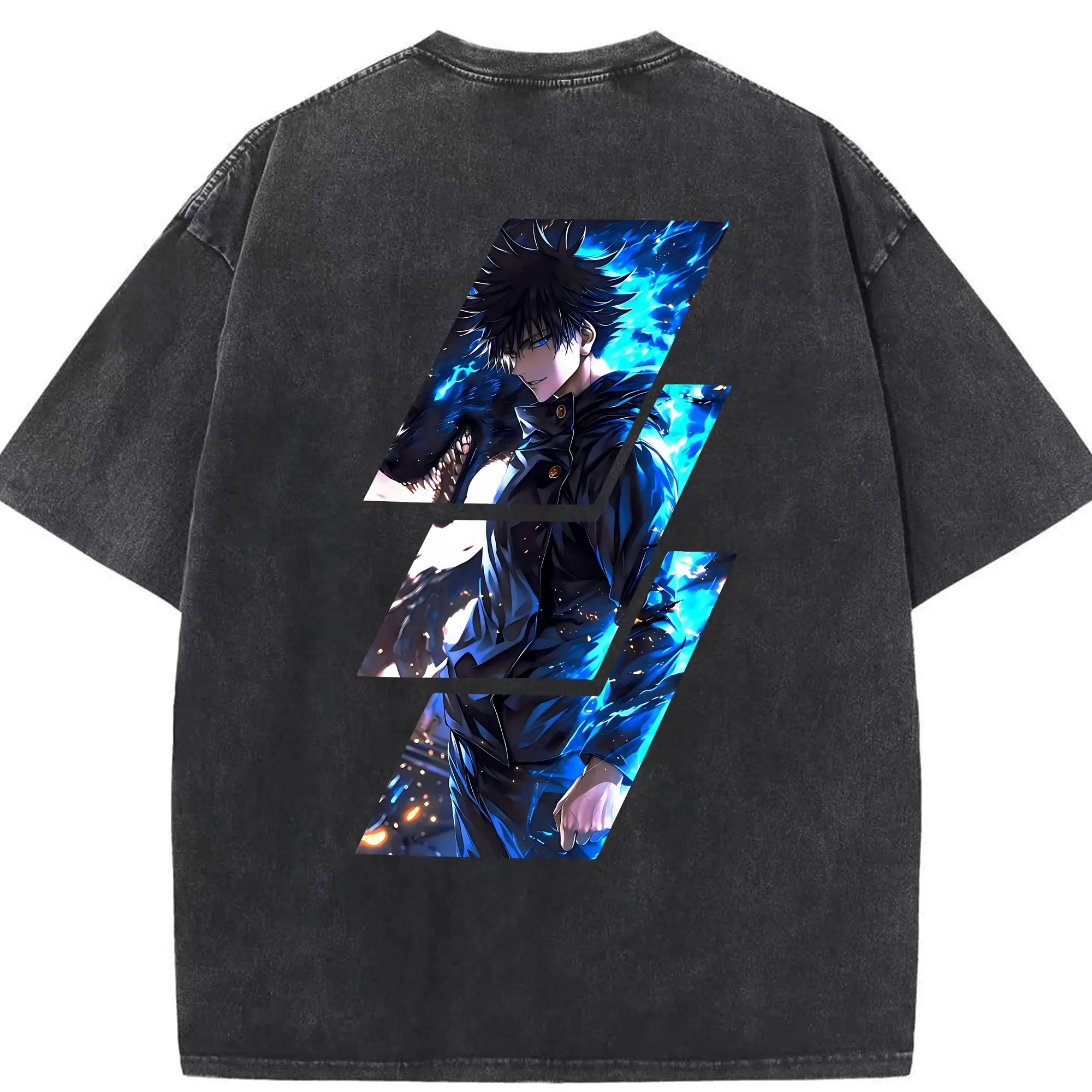 呪術廻戦 グッズ,伏黒 恵 - 綿100％ ヴィンテージ風 半袖Tシャツ ・ 背面プリント ・ 柔らか肌触り ・ 通気性 快適 ・ スポーツ カジュアル 外出用