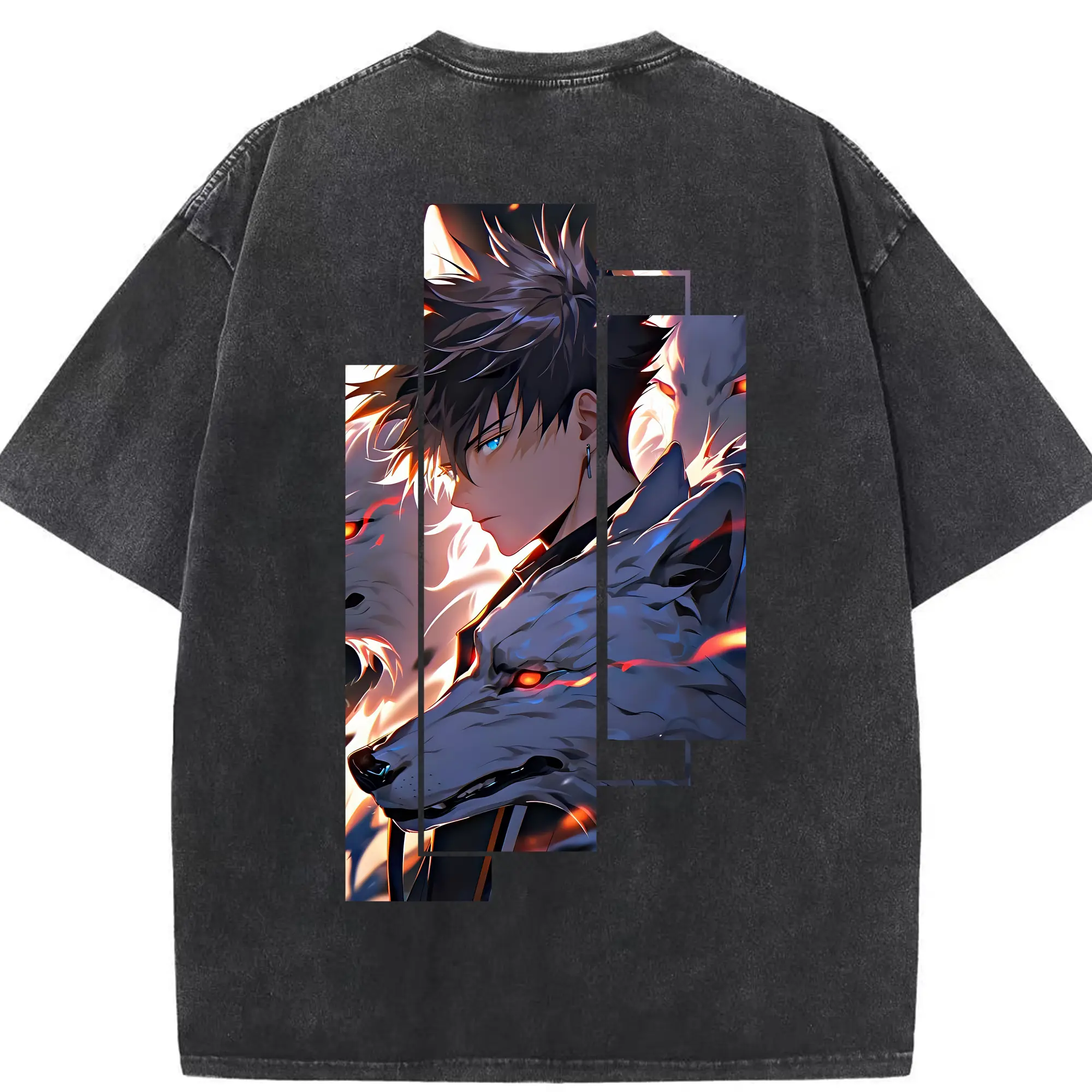 呪術廻戦 グッズ,伏黒 恵 - 綿100％ ヴィンテージ風 半袖Tシャツ ・ 背面プリント ・ 柔らか肌触り ・ 通気性 快適 ・ スポーツ カジュアル 外出用