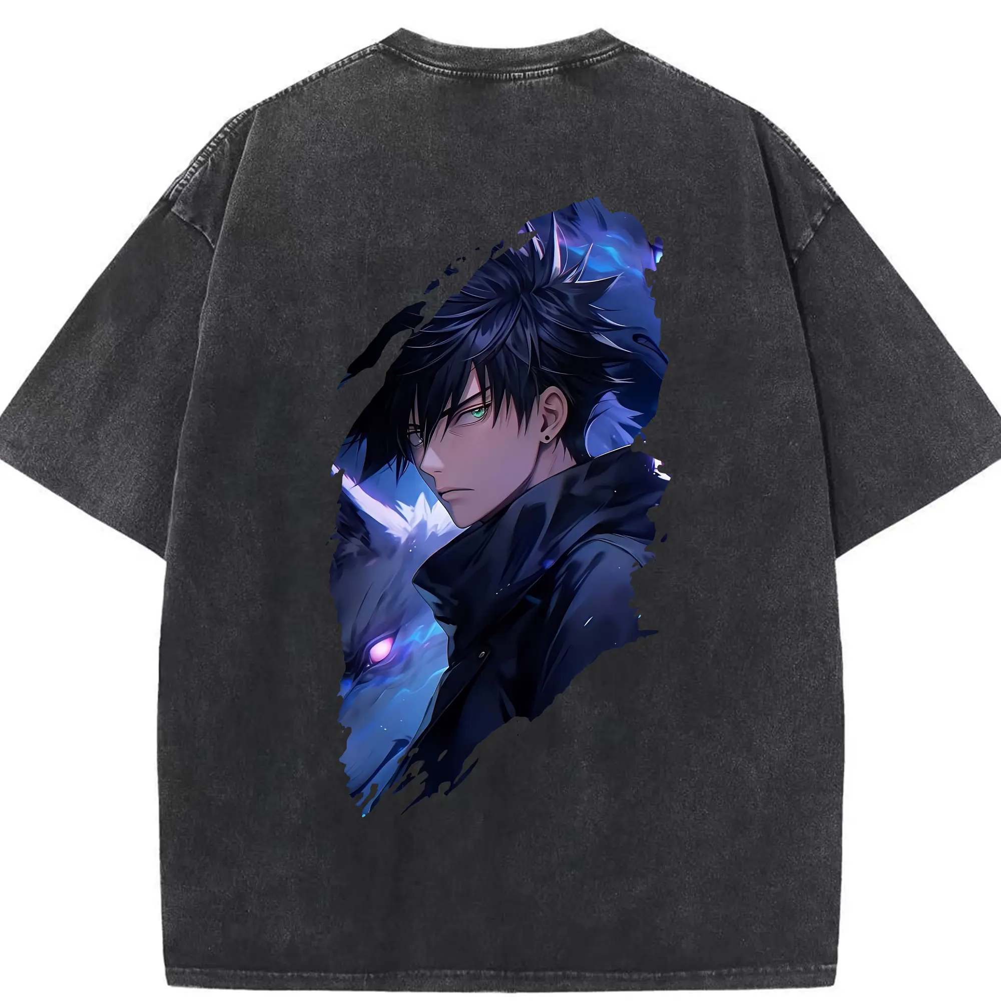 呪術廻戦 グッズ,伏黒 恵 - 綿100％ ヴィンテージ風 半袖Tシャツ ・ 背面プリント ・ 柔らか肌触り ・ 通気性 快適 ・ スポーツ カジュアル 外出用