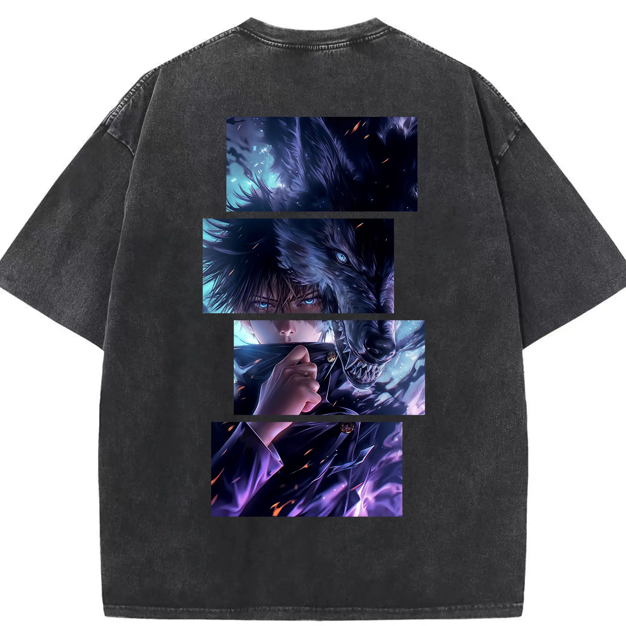 呪術廻戦 グッズ,伏黒 恵 - 綿100％ ヴィンテージ風 半袖Tシャツ ・ 背面プリント ・ 柔らか肌触り ・ 通気性 快適 ・ スポーツ カジュアル 外出用