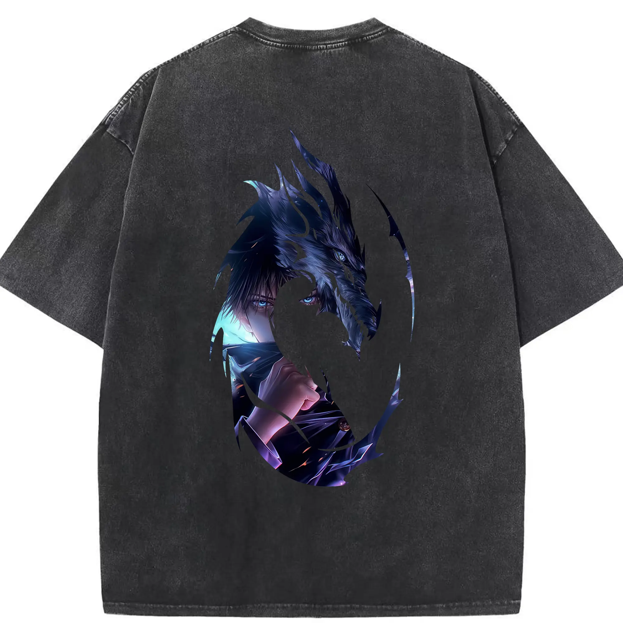 呪術廻戦 グッズ,伏黒 恵 - 綿100％ ヴィンテージ風 半袖Tシャツ ・ 背面プリント ・ 柔らか肌触り ・ 通気性 快適 ・ スポーツ カジュアル 外出用