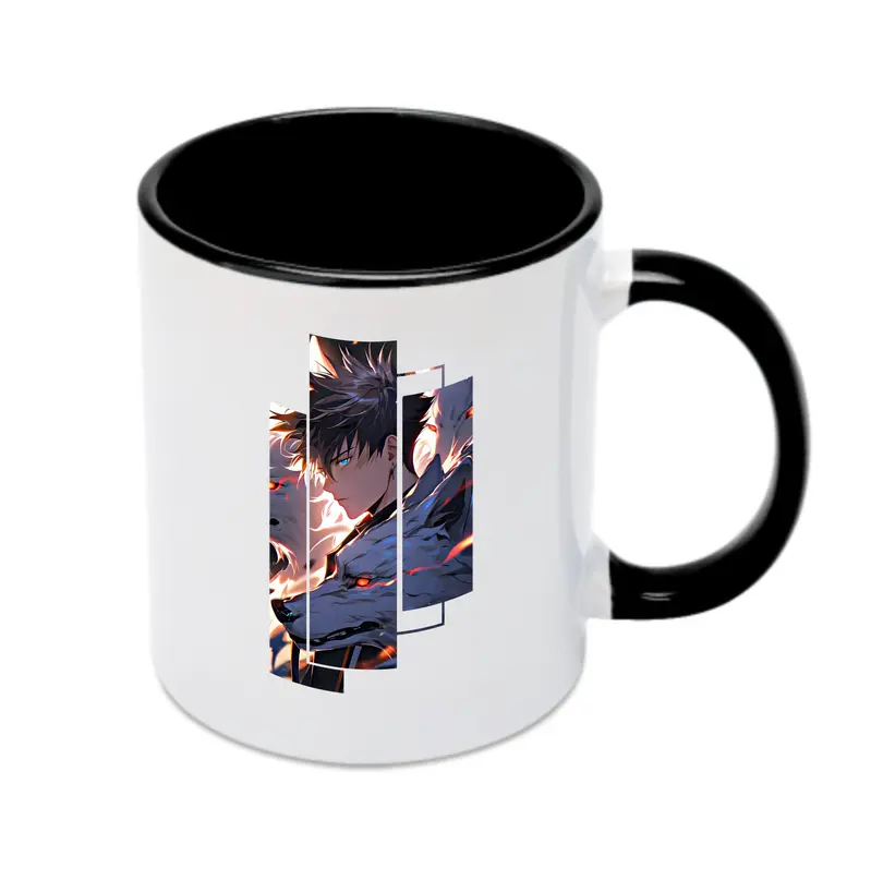 呪術廻戦 グッズ,伏黒 恵 - カラフルマグカップ ・ 陶器 ・ 熱転写プリント ・ 鮮やかデザイン ・ 耐久性 高品質 ・ コーヒー お茶 ギフト用