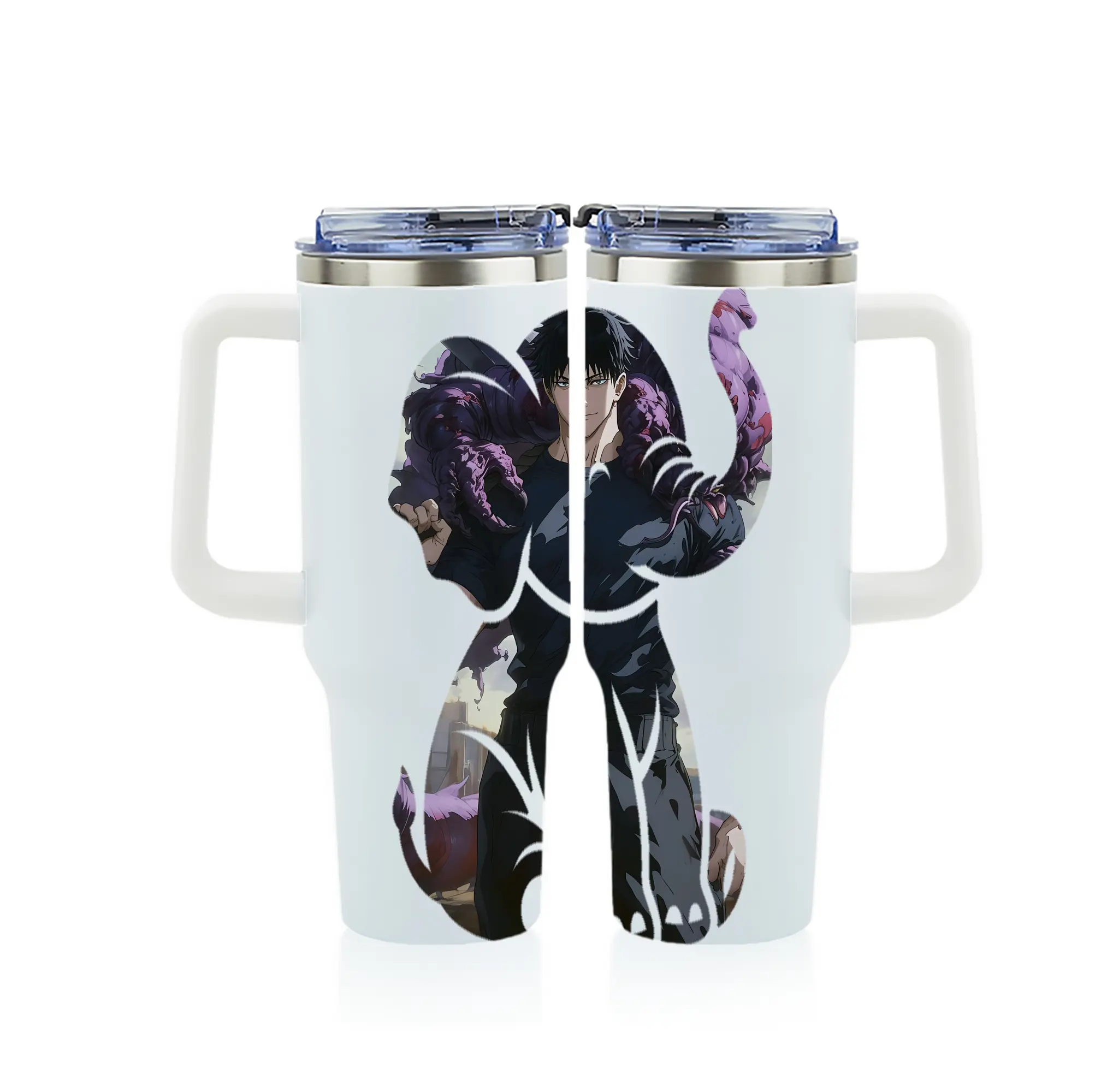 呪術廻戦 グッズ,伏黒 甚爾 - 1200mL フルプリント車用タンブラー ・ 304ステンレス 内側 ・ 201ステンレス 外側 ・ 保温 保冷 ・ 通勤 ドライブ アウトドア用