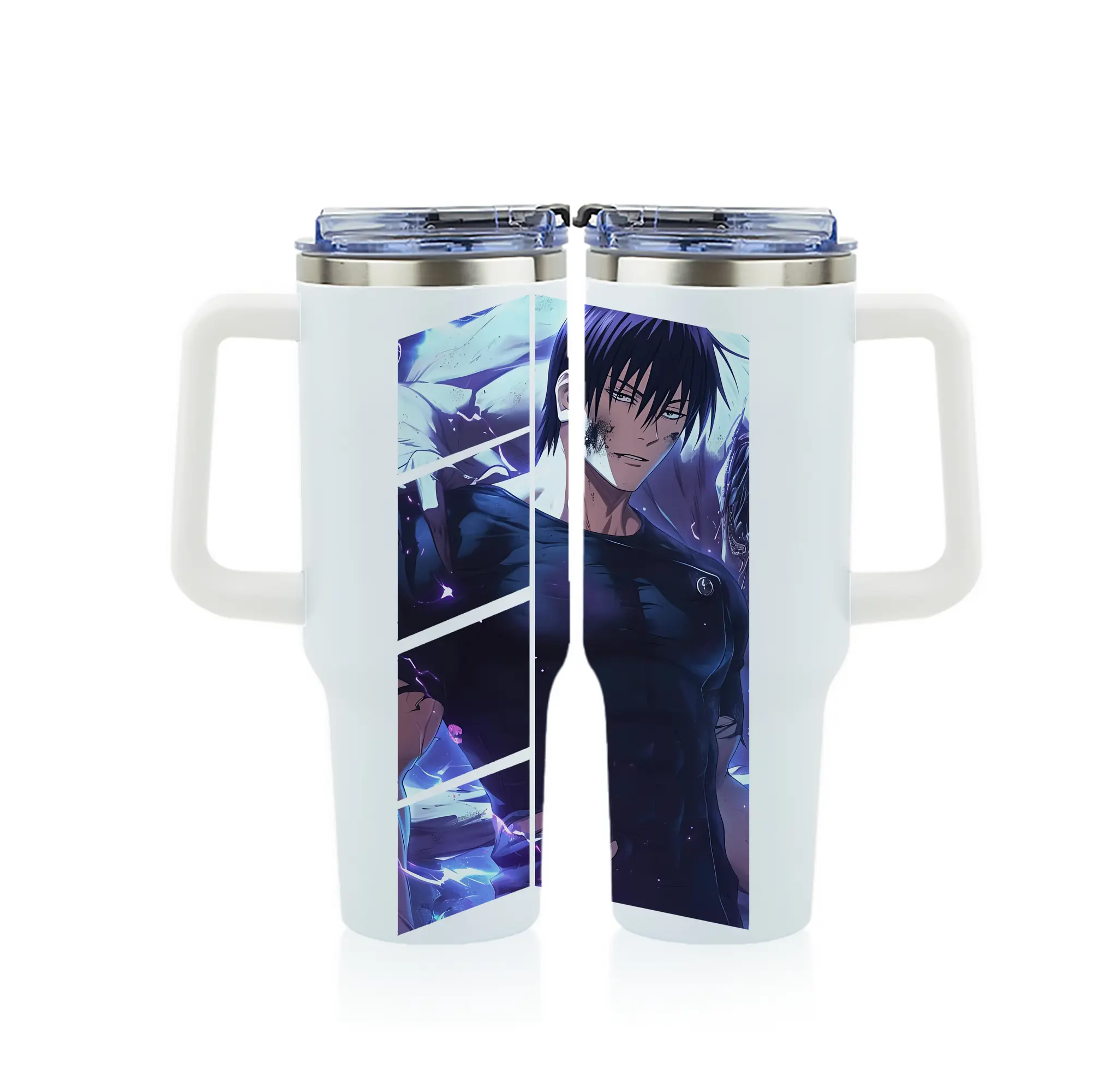 呪術廻戦 グッズ,伏黒 甚爾 - 1200mL フルプリント車用タンブラー ・ 304ステンレス 内側 ・ 201ステンレス 外側 ・ 保温 保冷 ・ 通勤 ドライブ アウトドア用