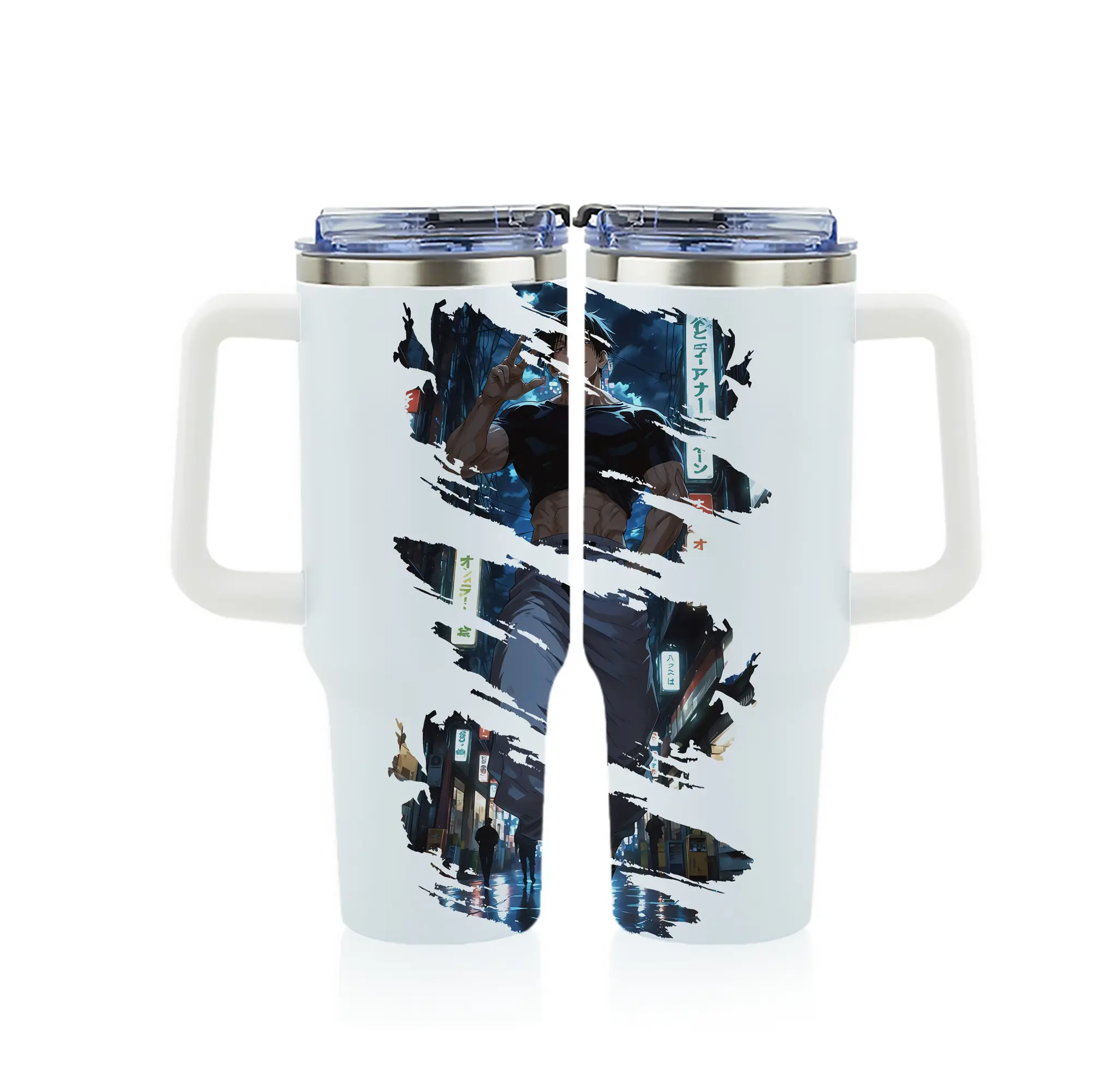 呪術廻戦 グッズ,伏黒 甚爾 - 1200mL フルプリント車用タンブラー ・ 304ステンレス 内側 ・ 201ステンレス 外側 ・ 保温 保冷 ・ 通勤 ドライブ アウトドア用