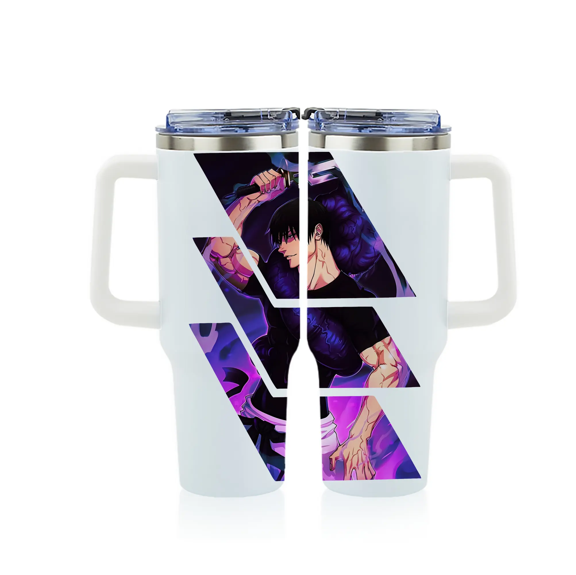 呪術廻戦 グッズ,伏黒 甚爾 - 1200mL フルプリント車用タンブラー ・ 304ステンレス 内側 ・ 201ステンレス 外側 ・ 保温 保冷 ・ 通勤 ドライブ アウトドア用