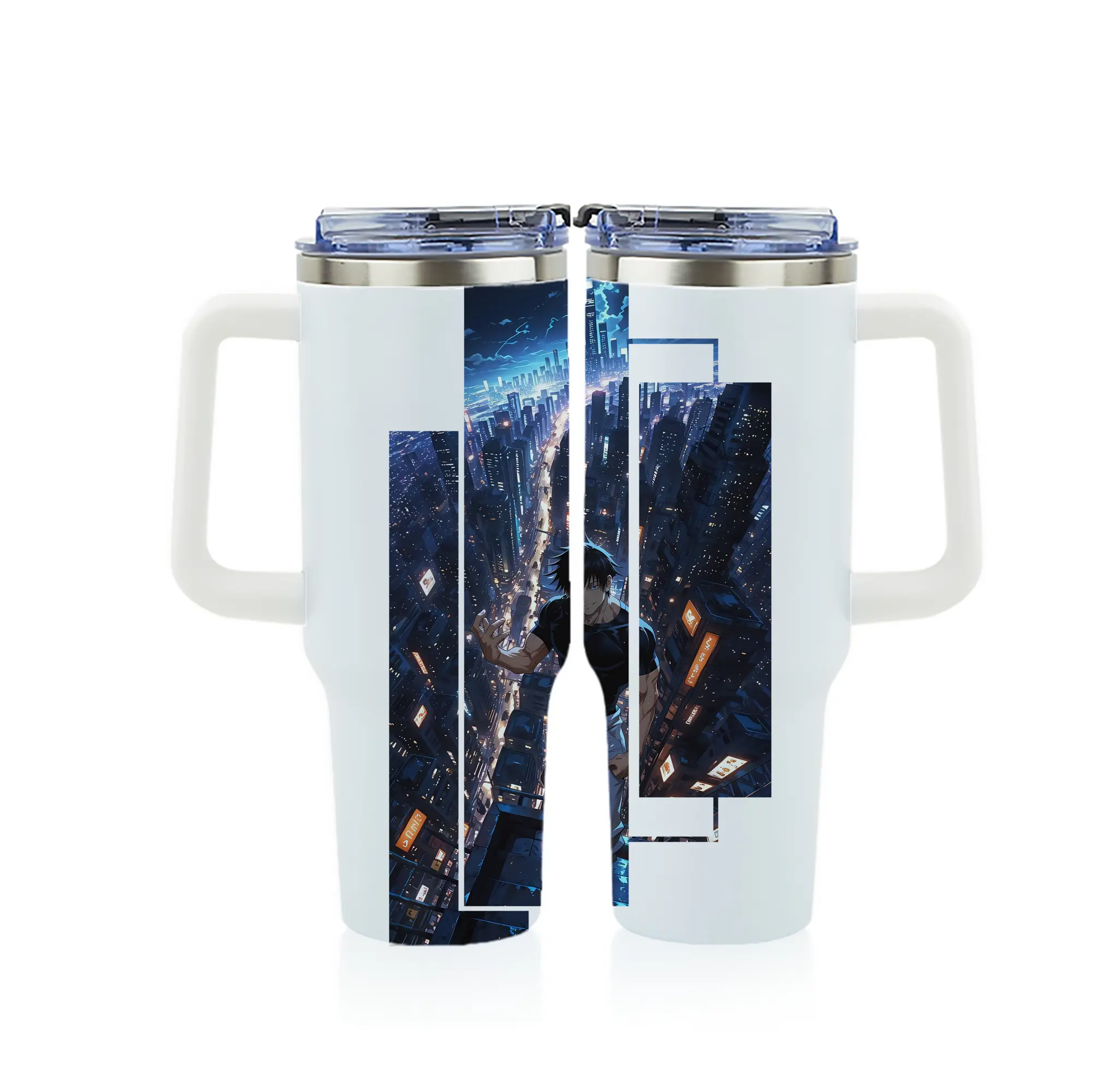 呪術廻戦 グッズ,伏黒 甚爾 - 1200mL フルプリント車用タンブラー ・ 304ステンレス 内側 ・ 201ステンレス 外側 ・ 保温 保冷 ・ 通勤 ドライブ アウトドア用