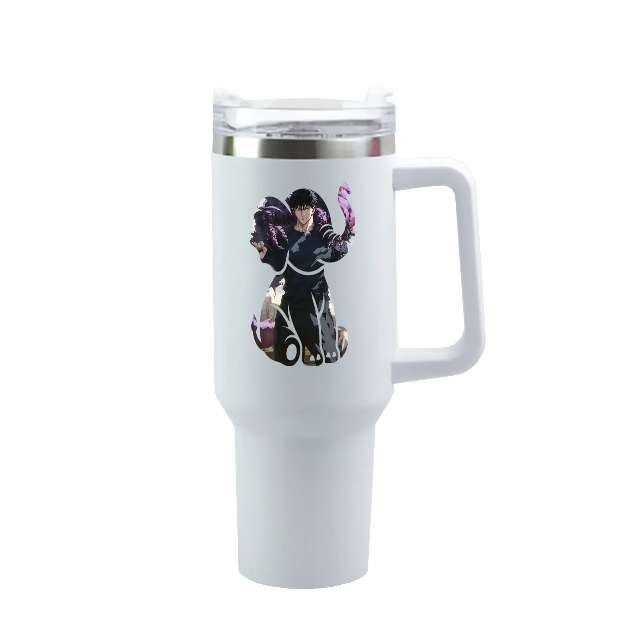 呪術廻戦 グッズ,伏黒 甚爾 - 1200mL 車用タンブラー ・ クリスタルステッカー ・ 304ステンレス 内側 ・ 201ステンレス 外側 ・ 保温 保冷 ・ ハンドル＆ストロー付き ・ 通勤 ドライブ アウトドア用