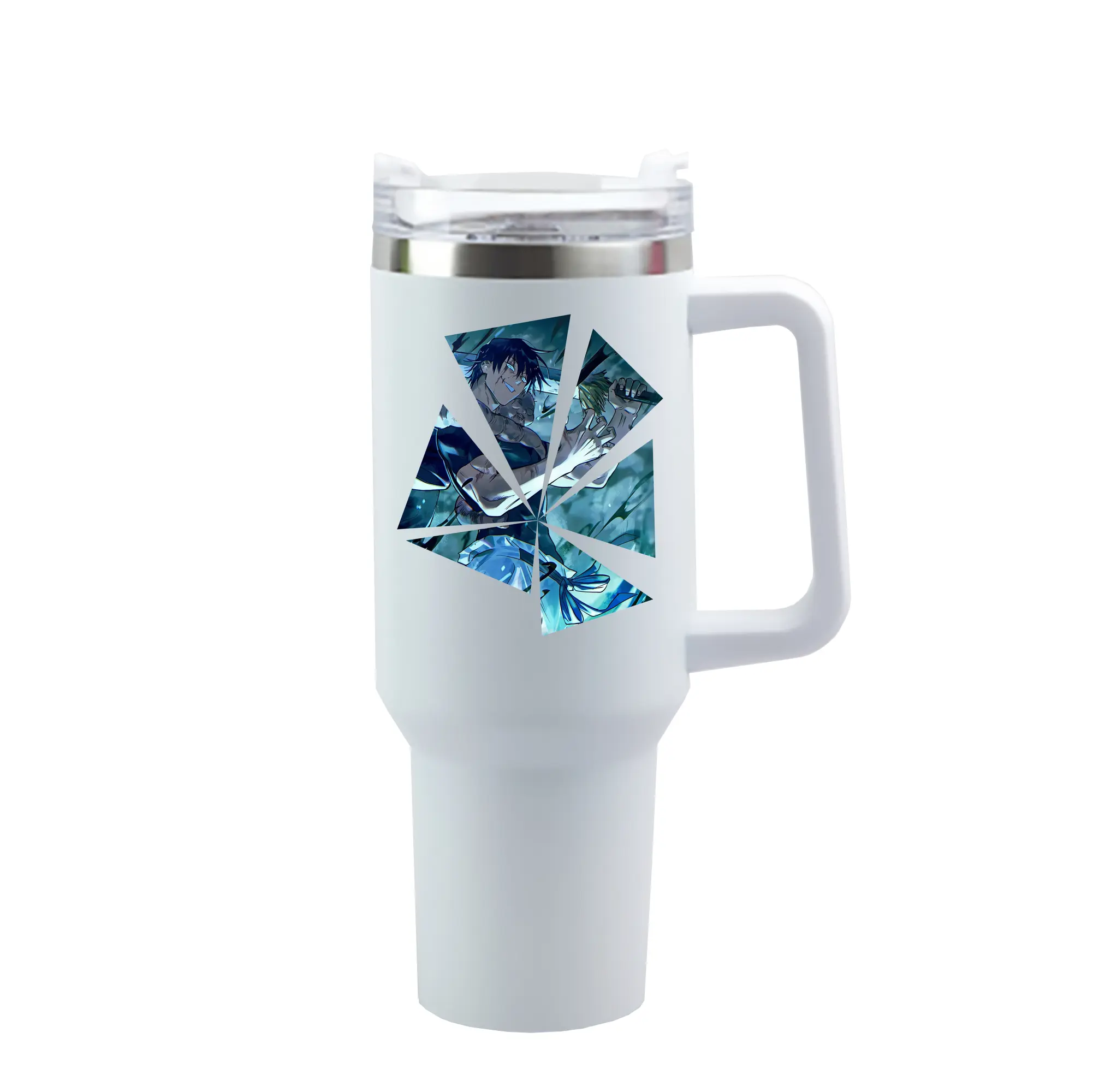 呪術廻戦 グッズ,伏黒 甚爾 - 1200mL 車用タンブラー ・ クリスタルステッカー ・ 304ステンレス 内側 ・ 201ステンレス 外側 ・ 保温 保冷 ・ ハンドル＆ストロー付き ・ 通勤 ドライブ アウトドア用