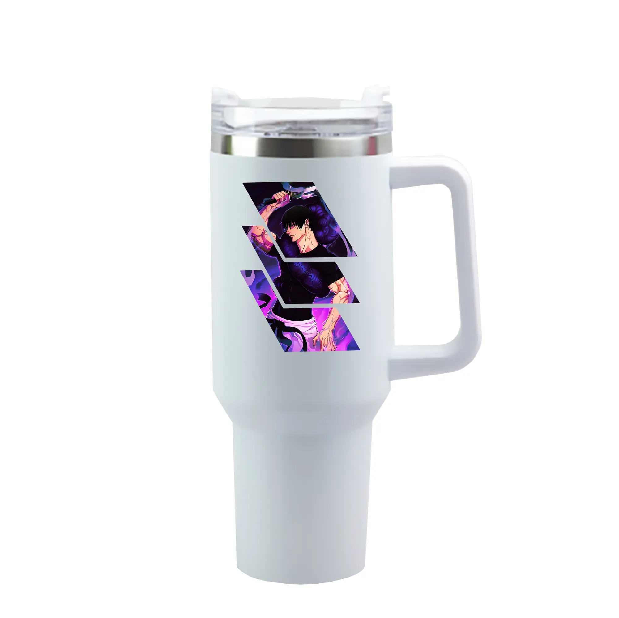 呪術廻戦 グッズ,伏黒 甚爾 - 1200mL 車用タンブラー ・ クリスタルステッカー ・ 304ステンレス 内側 ・ 201ステンレス 外側 ・ 保温 保冷 ・ ハンドル＆ストロー付き ・ 通勤 ドライブ アウトドア用