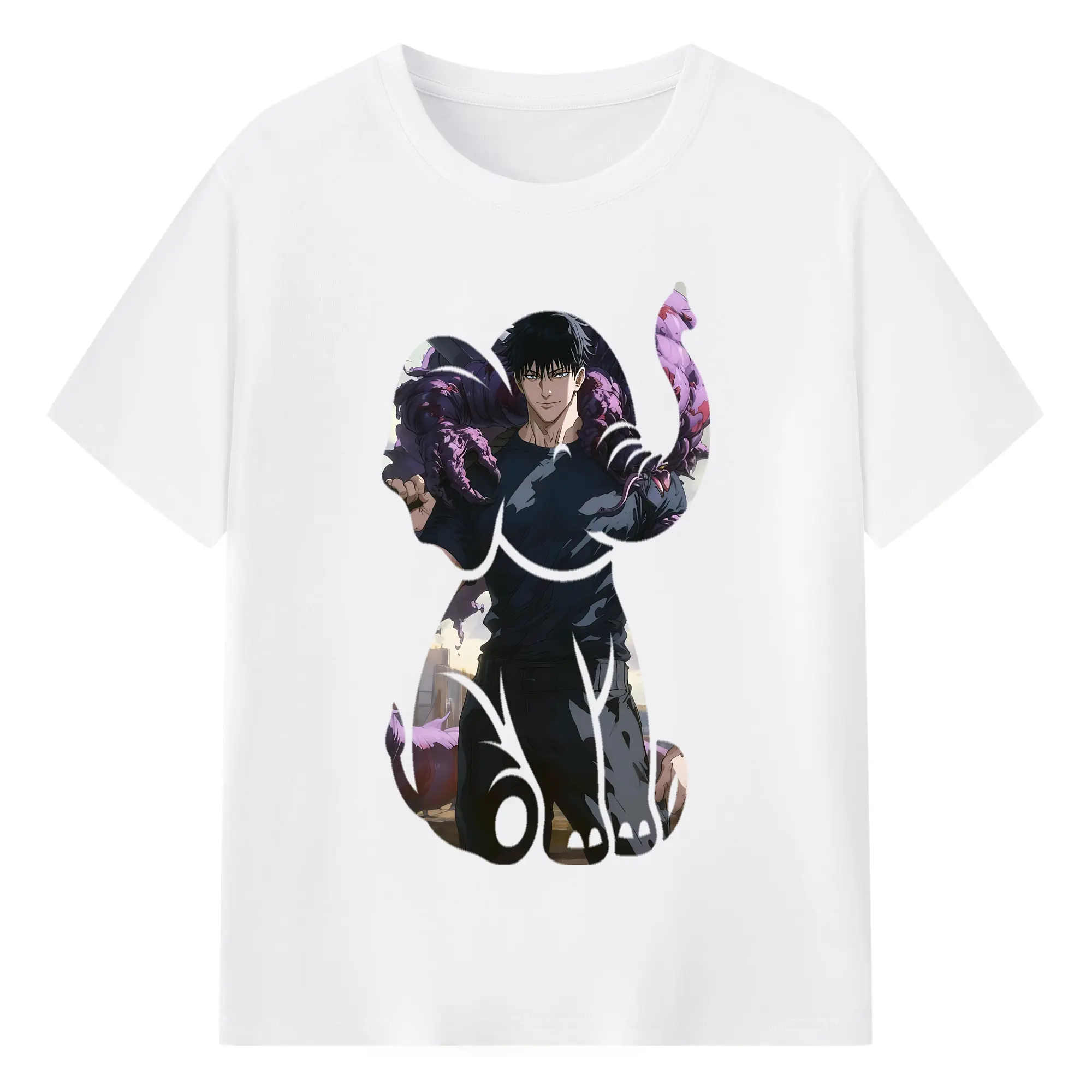 呪術廻戦 グッズ,伏黒 甚爾 - 綿100％ 半袖Tシャツ ・ フロントプリント ・ 快適 通気性 ・ 日常使い 散歩 スポーツ用