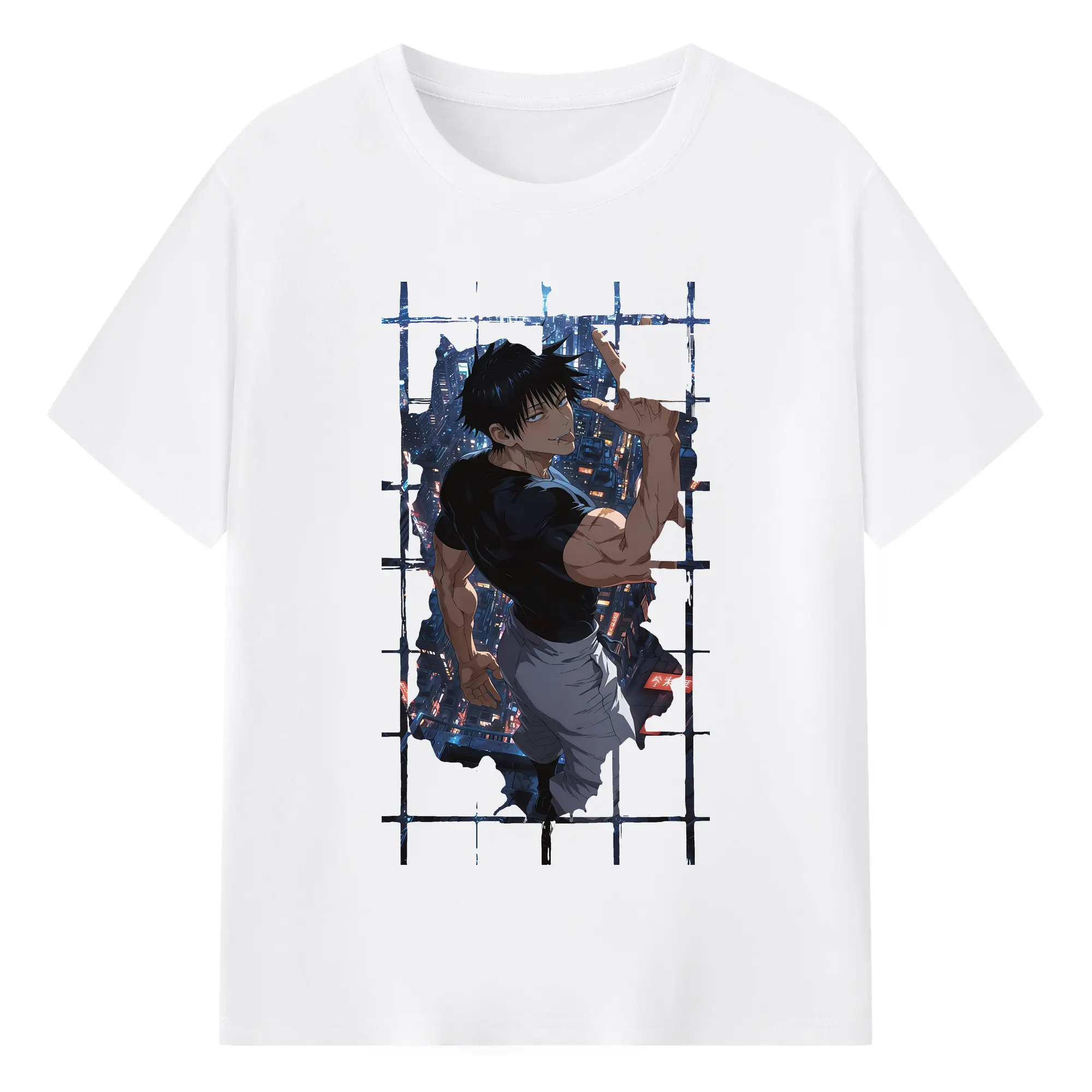 呪術廻戦 グッズ,伏黒 甚爾 - 綿100％ 半袖Tシャツ ・ フロントプリント ・ 快適 通気性 ・ 日常使い 散歩 スポーツ用