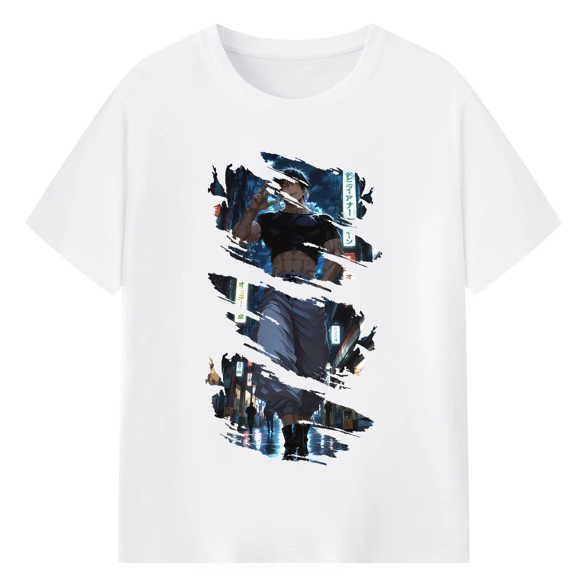 呪術廻戦 グッズ,伏黒 甚爾 - 綿100％ 半袖Tシャツ ・ フロントプリント ・ 快適 通気性 ・ 日常使い 散歩 スポーツ用