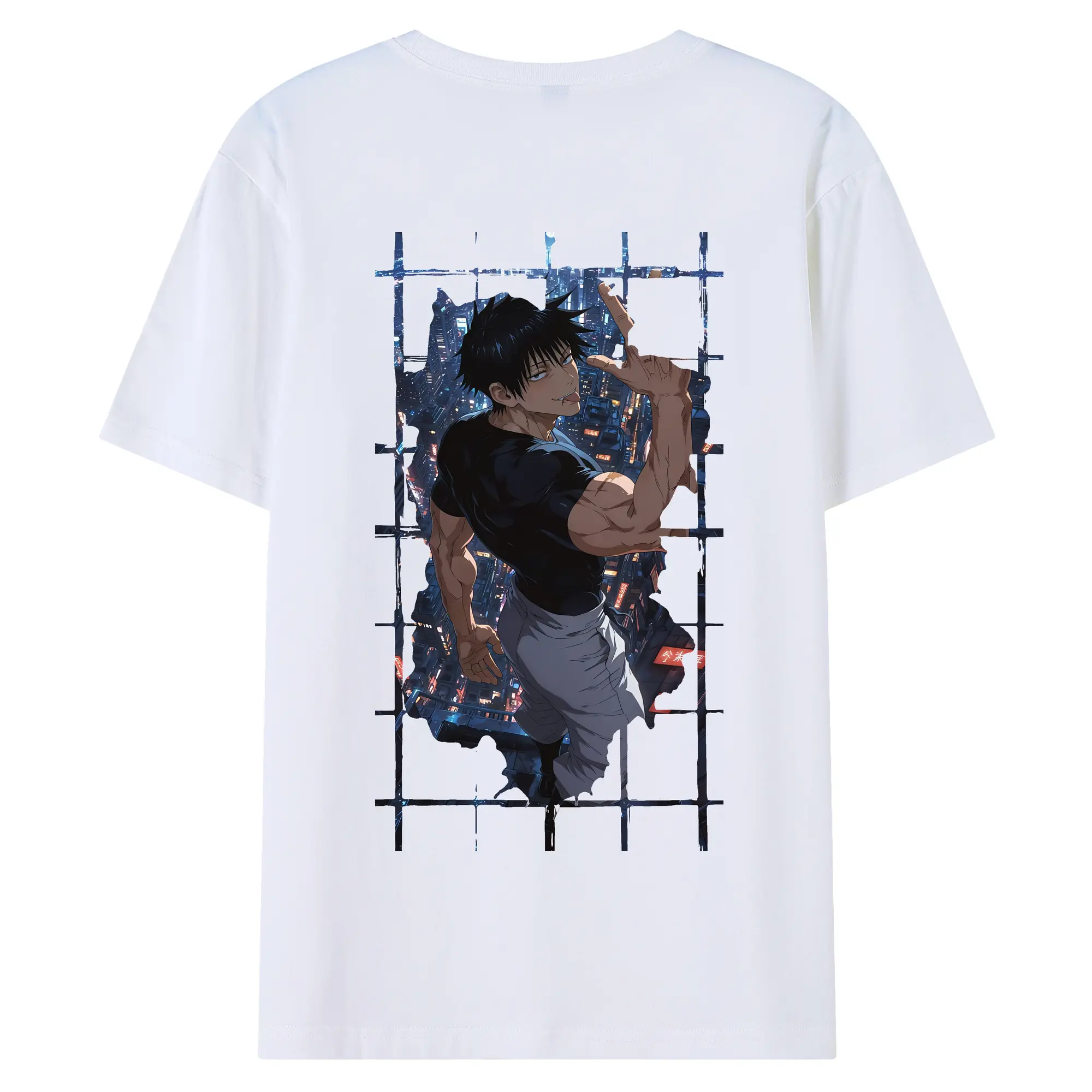 呪術廻戦 グッズ,伏黒 甚爾 - 綿100％ 半袖Tシャツ ・ バックプリント ・ 快適 通気性 ・ 日常使い 散歩 スポーツ用