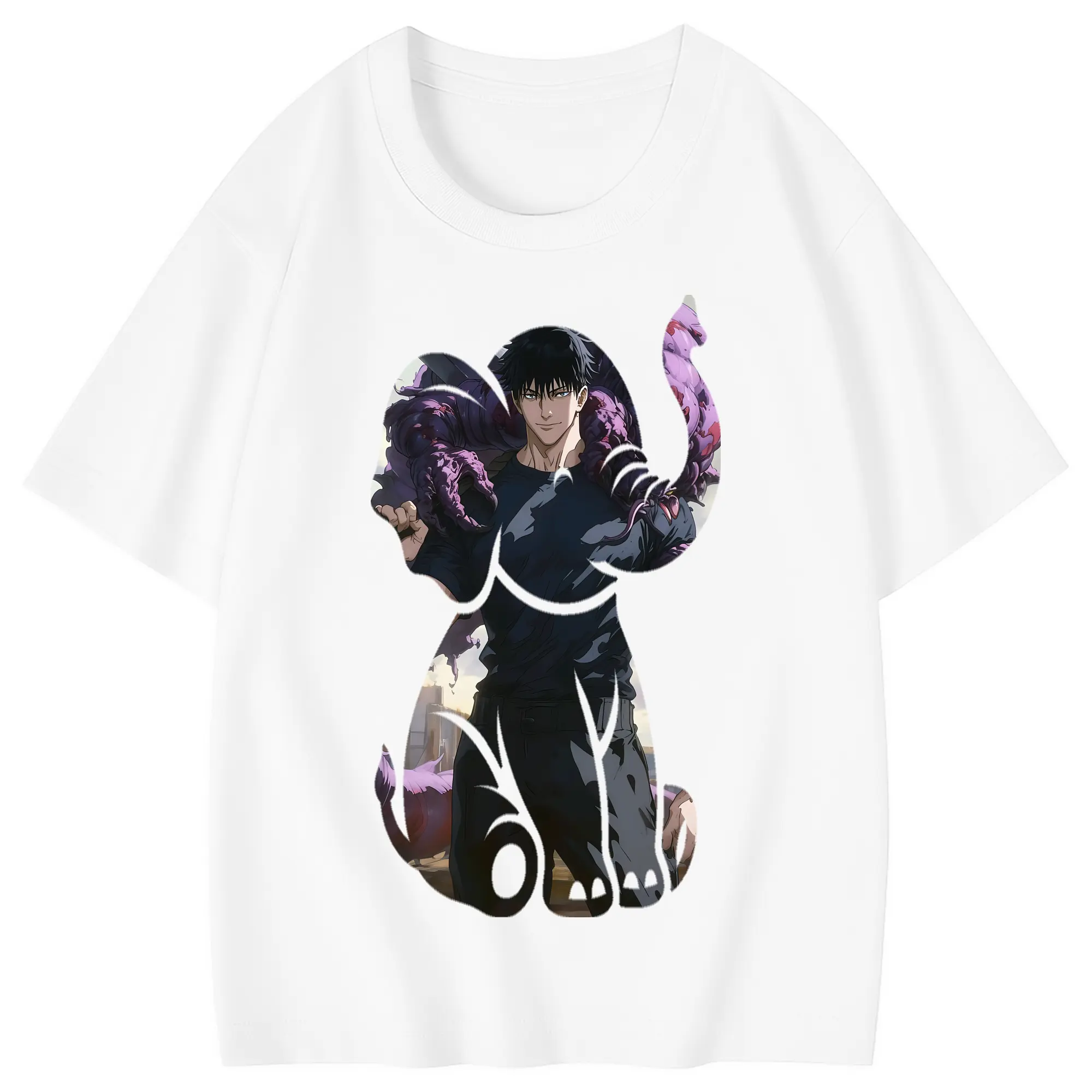 呪術廻戦 グッズ,伏黒 甚爾 - 綿100％ キッズTシャツ ・ フロントプリント ・ 快適 通気性 ・ スポーツ カジュアル 散歩用