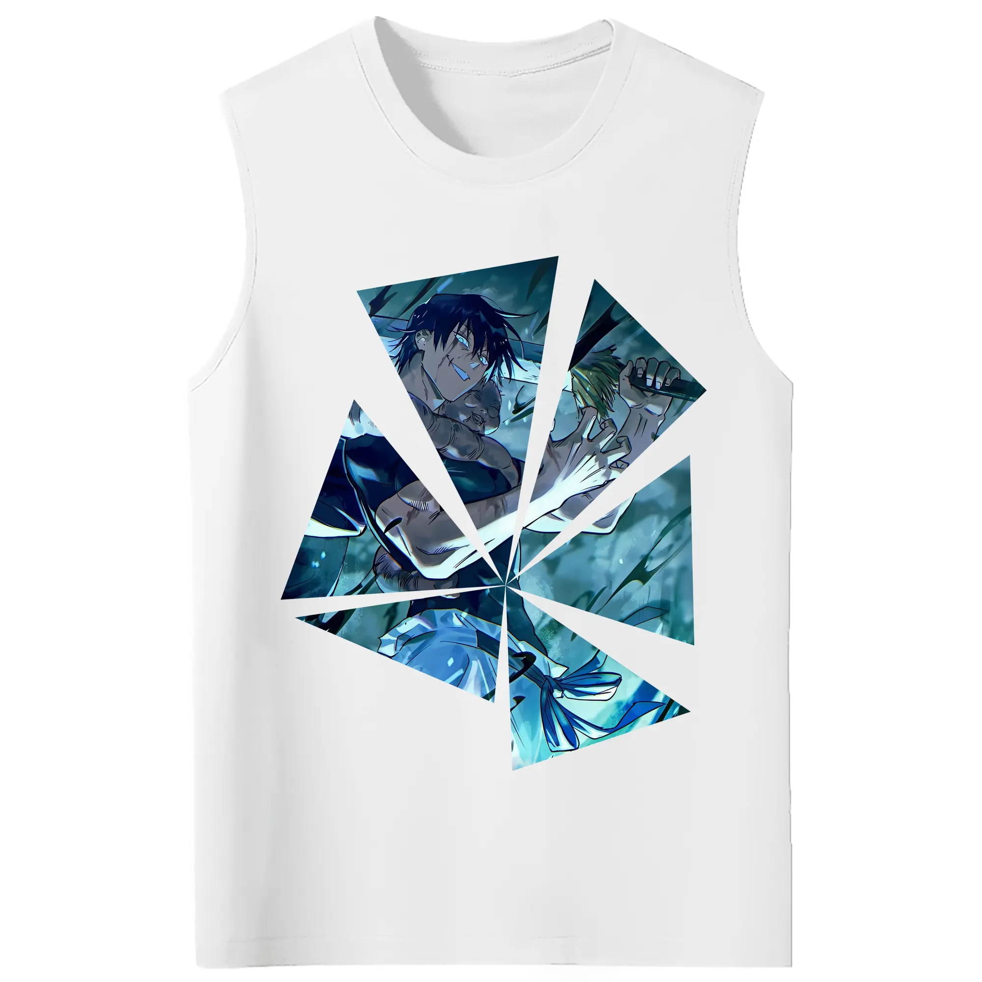呪術廻戦 グッズ,伏黒 甚爾 - コットン100％ タンクトップ ・ フロントプリント ・ タイトフィット ・ 快適 通気性 ・ スポーツ カジュアル 散歩用