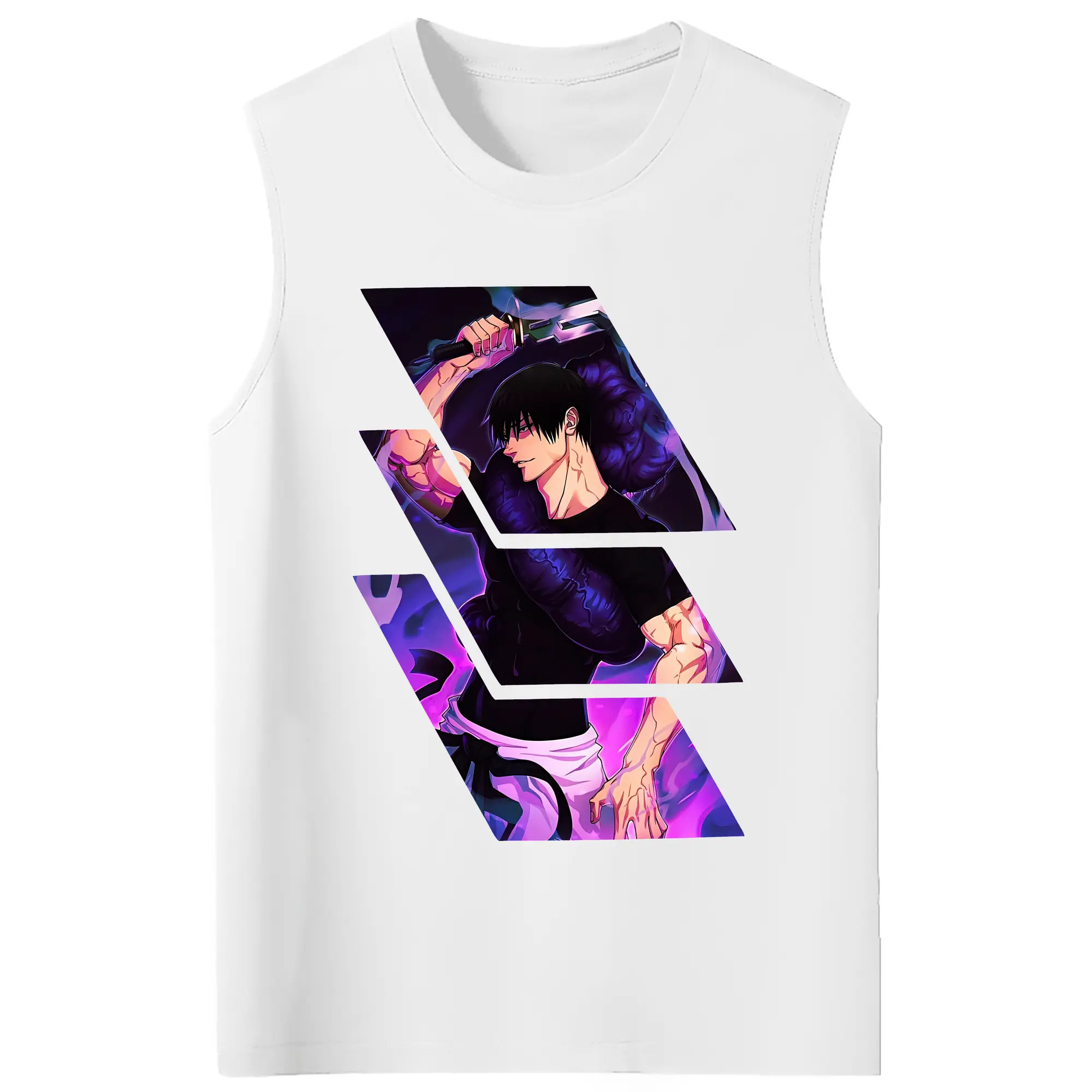 呪術廻戦 グッズ,伏黒 甚爾 - コットン100％ タンクトップ ・ フロントプリント ・ タイトフィット ・ 快適 通気性 ・ スポーツ カジュアル 散歩用