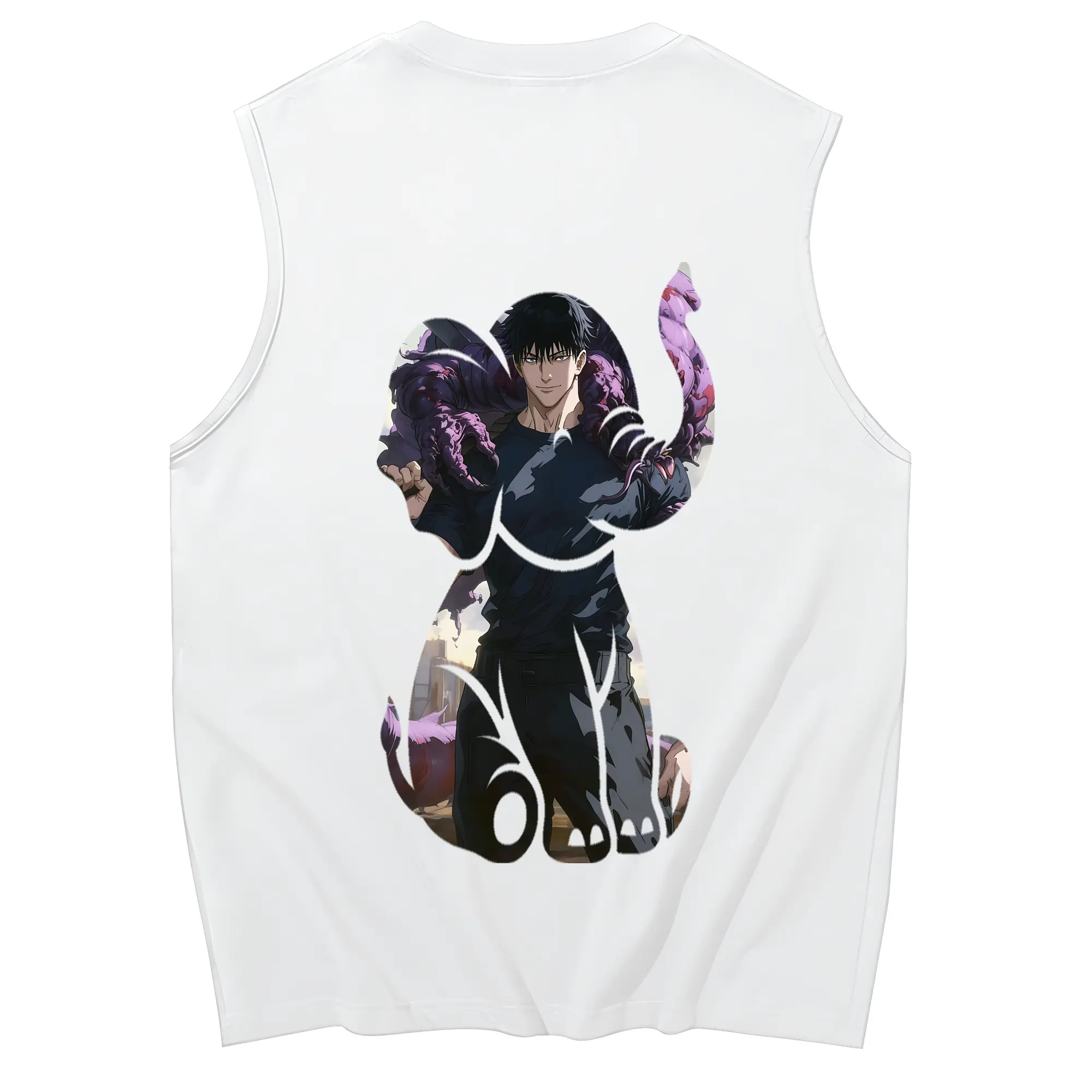 呪術廻戦 グッズ,伏黒 甚爾 - コットン100％ タンクトップ ・ 背面プリント ・ タイトシルエット ・ 快適 通気性 ・ スポーツ カジュアル 散歩用